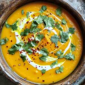 - 1 medium butternut squash, peeled and cubed - 2 medium sweet potatoes, peeled and diced - 1 large onion, finely chopped - 3 cloves garlic, minced - 1 red bell pepper, diced - 1 teaspoon ground cumin - 1 teaspoon smoked paprika - 1/2 teaspoon cayenne pepper (adjust to taste) - Salt and freshly ground pepper - 4 cups vegetable broth - 1 cup coconut milk - 2 tablespoons olive oil To make my Spicy Butternut Sweet Potato Soup, I start with fresh, vibrant ingredients. The butternut squash and sweet potatoes give the soup a smooth texture. Each ingredient plays a big role in the soup's flavor. The spices add boldness. Ground cumin brings warmth, while smoked paprika adds depth. Cayenne pepper gives it a spicy kick. You can adjust the cayenne based on your taste. Don't forget salt and pepper to enhance the flavors. For liquids, I use vegetable broth and coconut milk. The broth adds richness, and the coconut milk makes it creamy. Olive oil is perfect for sautéing the onion and garlic, creating a flavorful base. For the full recipe, check out the cooking instructions. Each ingredient blends to create a delightful soup you'll love. To start, peel and chop the butternut squash into cubes. It helps to use a sharp knife. Next, peel and dice the sweet potatoes. Cut them into small pieces for even cooking. Then, mince the garlic. A fine mince helps release its flavor. Chop the onion finely. You want it to blend well. Finally, dice the red bell pepper. This adds sweetness and color to your soup. Heat olive oil in a large pot over medium heat. Once hot, add the chopped onion and minced garlic. Sauté until the onion turns translucent. This should take about five minutes. Then, add the diced red bell pepper. Stir it in and cook for another three minutes. The pepper should soften nicely. Next, incorporate the cubed butternut squash and diced sweet potatoes. Stir everything well and cook for two minutes. This blends the flavors beautifully. Now, sprinkle the ground cumin, smoked paprika, and cayenne pepper over the mix. Stir to coat the vegetables evenly with the spices. Carefully pour in the vegetable broth. Raise the heat a little to bring it to a gentle boil. Once boiling, reduce the heat to low. Cover the pot and let it simmer for 20 to 25 minutes. You want the squash and sweet potatoes to be fork-tender. After simmering, use an immersion blender to purée the soup until smooth. If you don’t have one, carefully transfer it in batches to a regular blender. Make sure to let the jar cool slightly to avoid splattering. Once blended, return the soup to the pot if needed. Stir in the coconut milk for creaminess. Taste the soup and season with salt and pepper as needed. Heat gently for another five minutes. This warms it through nicely. For the complete recipe, check the Full Recipe section in this article. To make your soup pop, adjust the spice levels to your taste. Start with the cayenne pepper. If you like it hot, add more. If you prefer it milder, just use a little. Fresh herbs help brighten the dish too. Try adding cilantro or parsley on top before serving. This adds a fresh taste and makes your soup look great. For a creamy texture, blend the soup well. An immersion blender works best. If you want a different base, you can use heavy cream or cashew cream instead of coconut milk. Both will give you a rich and smooth finish. Get creative with your garnishes! A drizzle of coconut milk adds a nice touch. You can also add roasted pumpkin seeds for crunch. Pair your soup with crusty bread or a fresh salad. These sides make a complete meal and enhance your soup experience. Feel free to explore the [Full Recipe] for more details! {{image_4}} You can make this soup heartier by adding protein. Here are some great options: - Chicken: Shredded rotisserie chicken works well. Just stir it in before serving. - Beans: Black beans or chickpeas add texture and nutrition. Rinse and drain them first. - Lentils: Cooked lentils are also a great choice. They blend well with the soup. This soup can easily fit your diet. To keep it vegan: - Use vegetable broth instead of chicken broth. - Make sure coconut milk is pure and plant-based. For gluten-free options: - Always check the broth label. Some broths may contain gluten. Add more veggies to boost nutrition. Here are some ideas: - Carrots: They add sweetness and color. Chop them small for quick cooking. - Parsnips: They bring a nice earthy taste. Peel and dice before adding. - Greens: Spinach or kale can add a fresh touch. Stir them in just before serving. These variations keep your soup fun and flavorful. You can find the full recipe for Spicy Butternut Sweet Potato Soup [here](#). After making your spicy butternut sweet potato soup, let it cool. Store leftovers in an airtight container. This keeps the flavors fresh. The soup lasts for about 3 to 5 days in the fridge. If you see any changes in color or smell, it's best to toss it out. Freezing is a great way to save this soup for later. Use freezer-safe containers or bags. Leave some space at the top for expansion. You can freeze the soup for up to 3 months. To thaw, place it in the fridge overnight. For quick thawing, use cold water. Never refreeze soup once it has been thawed. Reheat your soup slowly to keep the flavor strong. You can use a pot on low heat. Stir often to avoid sticking. Another option is to use the microwave; heat in short bursts. Always stir between intervals to ensure even heating. Avoid boiling the soup again, as it can ruin the creamy texture from the coconut milk. Enjoy the rich and bold flavors by reheating gently. This soup has a nice kick. The cayenne pepper adds heat, but you control it. For less spice, use less cayenne. For more heat, add more. You can also use fresh chili peppers for more flavor. Yes, you can make this soup ahead. It tastes even better the next day! Making it in advance lets the flavors blend well. Just store it in the fridge after it cools. Reheat it gently when ready to serve. If you do not have coconut milk, you can use other options. Almond milk or cashew cream works well. Heavy cream is another choice for a rich flavor. Each option gives a different taste, so pick what you like best. This blog post covers how to make Spicy Butternut Sweet Potato Soup. We explored key ingredients like squash, sweet potatoes, and spices. The step-by-step guide showed how to prepare, cook, and blend the soup. I shared tips to enhance flavor and texture, plus ideas for serving and storage. Lastly, I provided answers to common questions. In essence, this soup is versatile and packed with flavor. With a few simple steps, you can create a warm dish that brings comfort and joy. Enjoy making this soup your own!