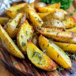 To make Air Fryer Garlic Herb Potato Wedges, you will need: - 4 medium russet potatoes, scrubbed and cut into wedges - 3 tablespoons extra virgin olive oil - 3 cloves of garlic, finely minced - 1 teaspoon dried rosemary - 1 teaspoon dried thyme - 1 teaspoon smoked paprika - 1 teaspoon onion powder - Salt and black pepper, to taste - Fresh parsley, chopped, for garnish These ingredients create a tasty base. The potatoes provide the perfect canvas for the herbs. You can add a few optional items for a twist: - Fresh garlic instead of dried - Fresh herbs like oregano or basil - A sprinkle of Parmesan cheese for a cheesy touch - Chili flakes for a spicy kick These additions can boost the flavor. Feel free to experiment with what you love. If you lack an ingredient, here are some swaps: - Use sweet potatoes instead of russet potatoes for a sweeter taste. - Try avocado oil instead of olive oil for a different oil flavor. - If you don’t have smoked paprika, regular paprika works well. - Replace dried herbs with fresh herbs, but use about three times as much. These substitutions can help you adjust the recipe based on what you have. Enjoy making these wedges your own! Start by washing your russet potatoes well. Scrub them firmly under running water. This removes dirt and ensures a clean taste. Cut each potato into even wedges. Aim for about eight wedges per potato. This helps them cook evenly. Try to keep the size consistent. In a large bowl, add the potato wedges. Pour in three tablespoons of olive oil. This will help the seasonings stick. Add three cloves of finely minced garlic. Then, mix in one teaspoon each of dried rosemary, dried thyme, smoked paprika, and onion powder. Sprinkle in salt and black pepper to taste. Toss everything together until the wedges are fully coated. Preheat your air fryer to 400°F (200°C). Once hot, arrange the seasoned wedges in a single layer in the basket. Don’t overcrowd; work in batches if needed. Cook for 15 to 20 minutes. Halfway through, shake the basket to ensure even cooking. Watch for that perfect golden brown color. When done, let them cool for a few minutes. This helps them get extra crispy. Transfer to a serving platter and finish with a sprinkle of fresh parsley. Enjoy your tasty snack! To get the best crunch, start with dry potatoes. Rinse them and pat them dry with a towel. The less moisture, the crispier they become. You should also cut the wedges evenly. This helps them cook at the same rate. Toss the wedges well with olive oil and seasonings. Make sure every wedge gets coated. This step is key for flavor and texture. Cook the potato wedges at 400°F (200°C) for 15 to 20 minutes. Check them at the 10-minute mark. Give the basket a shake. This helps them cook evenly. If you like them extra crispy, add a few more minutes. Just watch closely so they don’t burn. Each air fryer can vary, so adjust as needed. These wedges shine with a tasty dip! Try garlic aioli for a rich flavor. It adds a creamy touch that complements the garlic. Ketchup is a classic choice, too. If you want a kick, use spicy mayo. You can also make a simple yogurt dip with herbs. Each dip brings out new flavors in the crispy potato wedges. Enjoy exploring different pairings! {{image_4}} Want to add a kick? You can make spicy garlic herb potato wedges. Start by mixing in some cayenne pepper or red pepper flakes with the seasoning. This will give your wedges a nice heat. Adjust the amount as you like. If you love spice, go for more! These spicy wedges pair perfectly with a cool dip, like ranch. For a cheesy twist, sprinkle grated cheese on the wedges before cooking. Cheddar or Parmesan work great here. Add the cheese halfway through cooking for a melty top. This variation makes your garlic herb potato wedges rich and tasty. Everyone will love them! You can even serve with a side of sour cream for dipping. Switch things up with sweet potatoes! Use the same cooking method but adjust the spices. The natural sweetness of the sweet potatoes pairs well with rosemary and thyme. You might want to reduce the cooking time a bit since sweet potatoes cook faster. These wedges are not only colorful but also packed with nutrients. They make a fun and healthy side dish. To keep your leftover potato wedges fresh, let them cool first. Place them in an airtight container. This way, they stay crispy longer. You can store them in the fridge for up to three days. Avoid stacking them too high to keep their shape. For the best taste, reheat your potato wedges in the air fryer. Set it to 350°F (175°C) for about five to seven minutes. This method helps restore their crispness. If you don't have an air fryer, you can use an oven. Bake them at 375°F (190°C) for about ten minutes. You can freeze potato wedges for later use. First, cool them completely and then spread them out on a baking sheet. Freeze them for about an hour. After that, place them in a freezer-safe bag. They will stay good for up to three months. When you want to eat them, reheat directly from frozen in the air fryer, adding a few extra minutes to the cooking time. Yes, you can experiment with different potato types. Yukon gold potatoes work well too. Their creamy texture adds a nice flavor. Sweet potatoes are a fun choice for a twist. They bring a hint of sweetness and a vibrant color. Just remember to adjust the cooking time. Sweet potatoes may need a few extra minutes to get crispy. This recipe is nearly vegan already! Just ensure the dipping sauce is plant-based. You can pair the wedges with a vegan aioli or any other vegan dip. This way, you keep the flavor while catering to a vegan diet. First, check the power supply to your air fryer. Sometimes, it may not be plugged in correctly. If it powers on but doesn’t heat, try cleaning the heating element. Ensure there’s no food debris blocking it. If problems persist, consult the user manual for troubleshooting tips. It can guide you through common issues. You learned how to make delicious potato wedges using an air fryer. We covered essential ingredients, tasty variations, and helpful cooking tips. Don’t forget you can customize flavors and make healthy swaps. Enjoy crispy bites with your favorite dips. Store leftovers properly and reheat with care for maximum taste. I hope you feel inspired to try these recipes. Air frying is fun and tasty!