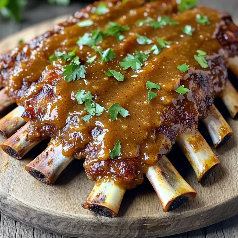 - 2 racks of baby back ribs - 1 cup apple butter - 1/2 cup apple cider vinegar - 1/4 cup brown sugar - 2 tablespoons Dijon mustard - 2 teaspoons smoked paprika - 1 teaspoon garlic powder - 1 teaspoon onion powder - 1/2 teaspoon black pepper - 1/2 teaspoon salt - Optional: Fresh parsley for garnish Gathering the right ingredients is key. You want baby back ribs for their tenderness and flavor. Apple butter adds sweetness and depth, while apple cider vinegar brings a nice tang. The brown sugar enhances the glaze, and Dijon mustard adds a sharp kick. Smoked paprika gives that delicious smoky flavor, making your ribs memorable. Use garlic and onion powders for savory notes. Black pepper and salt balance the taste. Fresh parsley is optional but looks great as a garnish. Make sure you have everything ready before you start cooking. This ensures a smooth process and keeps your focus on creating the best ribs ever. First, you need to remove the silver skin from the ribs. This thin layer can block flavor and moisture. Use a sharp knife to lift one edge. Then, grab it with a paper towel for a better grip. Gently pull it off the ribs. Once that's done, pat the ribs dry with paper towels. This helps the marinade stick better. Next, let's make the marinade. In a medium bowl, combine these ingredients: - 1 cup apple butter - 1/2 cup apple cider vinegar - 1/4 cup brown sugar - 2 tablespoons Dijon mustard - 2 teaspoons smoked paprika - 1 teaspoon garlic powder - 1 teaspoon onion powder - 1/2 teaspoon black pepper - 1/2 teaspoon salt Whisk everything together until it's smooth. This mix should smell amazing! Now, it's time to coat the ribs. Generously smear the apple butter marinade all over both sides. Make sure each rib is well covered. If you can, let the ribs marinate in the fridge for a few hours or overnight. This step lets the flavors blend and soak in. When you're ready to cook, place the marinated ribs in the slow cooker. If they don't fit, cut them in half. Stand them upright if you can, as this helps with cooking. Pour any leftover marinade over the ribs. This adds moisture and flavor while they cook. Cover the slow cooker and set it to cook. Use low for 6-8 hours or high for 4-5 hours. The ribs are done when the meat pulls away from the bone easily. When they're ready, carefully lift them out of the slow cooker. For a tasty finish, broil the ribs in your oven for 3-5 minutes. This step gives them a nice caramelized edge. Keep an eye on them to avoid burning! Marinating overnight is key. It allows the ribs to soak in all the tasty flavors. The longer they sit, the better they taste. If you're short on time, even a few hours will help. Consider adding spices like cayenne pepper for heat or cinnamon for warmth. A pinch of crushed red pepper can also elevate the dish. Feel free to get creative! Not all slow cookers cook the same. If you have a newer model, it may cook faster. For older models, plan for a bit more time. Always check the ribs for doneness. To ensure even cooking, arrange the ribs in a single layer if possible. If necessary, cut them in half. This helps them cook more evenly, avoiding any raw spots. These ribs pair well with classic sides. Think coleslaw, cornbread, or baked beans. A fresh salad can balance the richness, too. For presentation, slice the ribs between the bones. Arrange them nicely on a platter. A sprinkle of fresh parsley adds a pop of color and freshness. It makes the dish look inviting and delicious! {{image_4}} You can switch up the ribs you use. Baby back ribs are great, but spare ribs work, too. They have more fat, which means more flavor. You can also try beef ribs if you want a different taste. If you don’t have apple butter, use other fruits. You can try peach or berry preserves. These will add a nice twist to your ribs. Just make sure to taste as you go to balance flavors. Want some heat? Add hot sauce or cayenne pepper to the marinade. This will give your ribs a spicy kick. You can also serve them with a side of spicy sauce for extra heat. If you want sweeter ribs, add more brown sugar or honey. You can always taste the marinade before cooking and adjust as needed. Just remember to keep a balance between sweet and tangy. If you’re short on time, use an Instant Pot. It cooks ribs quickly and keeps them tender. Set it to high pressure for about 30 minutes. The flavor will still be great, but the texture will differ a bit. You can also bake the ribs in the oven. Season them well and wrap them in foil. Bake at 300°F for about 3 hours. This method gives a nice crust and chewy texture, making them a bit different from slow-cooked ribs. To store leftover ribs, wrap them tightly in foil or plastic wrap. This helps keep the meat moist. Place the wrapped ribs in an airtight container. This method keeps them fresh for up to four days in the fridge. For best results, let the ribs cool down before wrapping. This way, you avoid steam buildup, which can make them soggy. If you plan to eat them soon, just place the ribs in the fridge. If not, consider freezing them. For long-term storage, freezing is the best choice. First, cut the ribs into smaller portions. This makes it easier to thaw only what you need. Wrap each portion tightly in plastic wrap, then place them in a freezer bag. Squeeze out any excess air to prevent freezer burn. When you're ready to enjoy them, take the ribs out of the freezer and thaw them in the fridge overnight. To reheat, put them in a 350°F (175°C) oven for about 20-30 minutes. This helps keep the meat tender and juicy. In the fridge, leftover ribs last for about four days. If you freeze them, they can last up to three months. For the best taste and texture, try to eat them within this time. Always check for any off smells or discoloration before serving. The best ribs for this recipe are baby back ribs. They are tender and cook well in a slow cooker. You can also use spare ribs if you prefer a meatier option. Both choices soak up the apple butter flavor nicely. Yes, you can use store-bought BBQ sauce, but the flavor will change. Apple butter adds sweetness and a unique taste. Store-bought sauces tend to be more tangy or smoky. If you go this route, consider adding some apple cider for extra flavor. The ribs are done when they are very tender. You should be able to pull the meat away from the bone easily. Another good sign is that the meat shrinks back from the ends of the bones. These ribs pair well with many sides. Some great choices include: - Coleslaw for crunch - Baked beans for heartiness - Cornbread for sweetness - Grilled vegetables for freshness These sides balance the flavors of the ribs and make the meal complete. You now have a complete guide to making Slow Cooker Apple Butter BBQ Ribs. We covered ingredients, step-by-step cooking methods, and some helpful tips. You learned how to enhance flavor and explore variations. Don't forget about storage tips to keep your ribs fresh. With practice, you can master this dish. Enjoy sharing your tasty results with friends and family. Cooking doesn’t have to be hard, and these ribs make it easy! Enjoy every bite.