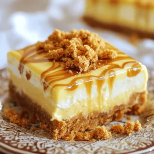 - 200g Biscoff cookies, finely crushed - 100g unsalted butter, melted - 400g cream cheese, brought to room temperature - 100g powdered sugar - 150g Biscoff spread - 200ml heavy whipping cream - A pinch of sea salt The main ingredients make this dessert rich and tasty. Biscoff cookies give a great flavor and crunch. The cream cheese adds creaminess. Melted butter helps the crust stick together. Powdered sugar sweetens the filling. Biscoff spread gives that special touch. Heavy whipping cream makes the dessert fluffy. A little sea salt balances the sweetness. - Crushed Biscoff cookies - Full Biscoff cookies These optional garnishes can make your bars look pretty. Crushed cookies add a nice texture on top. Whole cookies can sit on the bars for a fun touch. They make the dessert look more inviting and tasty. - Mixing bowls - Electric mixer - 8x8 inch baking dish You will need a few simple tools to make these bars. Mixing bowls help you combine all the ingredients. An electric mixer is key to whipping cream and mixing the filling easily. An 8x8 inch baking dish is perfect for setting the bars. It’s the right size to create nice, even slices. 1. Start by crushing 200g of Biscoff cookies into fine crumbs. You can use a food processor or place them in a bag and crush them with a rolling pin. 2. In a mixing bowl, combine the crushed cookies with 100g of melted unsalted butter. Mix until it looks like wet sand. 3. Press this mixture firmly into the bottom of an 8x8 inch baking dish. Use the back of a measuring cup or your hands for an even layer. 4. Chill the crust in the refrigerator for 15 minutes. This helps it set and hold together nicely. 1. While the crust chills, pour 200ml of heavy whipping cream into another mixing bowl. Whip it on medium-high speed until stiff peaks form. Set this whipped cream aside. 2. In a separate bowl, beat 400g of room temperature cream cheese with 100g of powdered sugar. Mix on medium speed until smooth and creamy, with no lumps. 3. Gently fold 150g of Biscoff spread into the cream cheese mixture using a rubber spatula. Make sure it blends well for a consistent flavor. 4. Carefully fold in the whipped cream in batches. This keeps the filling light and airy. 1. Spread the cheesecake filling evenly over the chilled crust. Use a spatula to smooth the top for a nice finish. 2. Drizzle some extra Biscoff spread on top. Use a knife or skewer to create a light swirl for a pretty design. 3. Place the dish back in the refrigerator. Chill for at least 4 hours until the bars are fully set and firm. 4. Once set, remove the cheesecake from the fridge and cut it into 12 even bars. Garnish with finely crushed Biscoff cookies for added texture. To get stiff peaks in your whipped cream, start with a cold mixing bowl. Chilling the bowl and beaters helps the cream whip faster. Whip on medium-high speed until the cream forms peaks that hold their shape. This is key for a light cheesecake texture. Use cream cheese at room temperature. This makes it easier to mix and avoids lumps. Beat the cream cheese and powdered sugar until smooth. When adding Biscoff spread, use a rubber spatula. Gently fold it in to keep air in the mixture. This keeps your cheesecake light and fluffy. For serving, place the cheesecake bars on a nice platter. Drizzle extra Biscoff spread on top for flair. Garnish with whole Biscoff cookies at an angle. This adds charm and makes your dessert look tempting. Use finely crushed Biscoff cookies to sprinkle on each bar for extra crunch. {{image_4}} You can easily change the flavor of your No Bake Biscoff Cheesecake Bars. Here are a few ideas to get you started: - Adding chocolate or caramel: Drizzle melted chocolate or caramel sauce on top. This adds a rich layer of flavor. You can also fold it into the cheesecake mixture for a twist. - Incorporating nuts or fruit toppings: Add chopped nuts like pecans or walnuts for crunch. Fresh fruit like strawberries or bananas can also brighten up the bars. Just remember to keep the fruit low in moisture to avoid sogginess. If you need a gluten-free version, it’s simple. Substitute the regular Biscoff cookies with gluten-free cookies. There are many good options available. Just make sure to check the packaging for the gluten-free label. You can serve your cheesecake bars in fun ways: - Freezing for cheesecake bites: Cut the bars into smaller pieces and freeze them. This gives you bite-sized treats that are perfect for parties or snacking. - Making mini cheesecake cups: Use cupcake liners in a muffin tin. Fill each liner with the cheesecake mixture. This way, you get cute mini cheesecake cups that are easy to serve and eat. By trying these variations, you can create a No Bake Biscoff Cheesecake that feels new every time! To keep your No Bake Biscoff Cheesecake Bars fresh, store them in the fridge. Place the bars in an airtight container. You can also cover them tightly with plastic wrap. If you want to save them for later, freezing is a great option. Cut the bars into pieces first. Wrap each piece in plastic wrap and place them in a freezer-safe bag. These cheesecake bars can last in the fridge for up to five days. If stored in the freezer, they can stay good for about three months. Just remember to check for any signs of freezer burn before enjoying them. If you freeze the bars, let them thaw in the fridge overnight. This keeps them moist and tasty. You can also leave them out at room temperature for about an hour before serving. Avoid using the microwave, as it can change the texture. Enjoy your bars chilled for the best flavor! Yes, you can! Try using graham crackers, digestive biscuits, or Oreos. Each cookie gives a unique taste. If you want a chocolate twist, Oreos are great. For a classic flavor, graham crackers work well. Remember, choose something crunchy for the best base. The cheesecake bars need at least 4 hours to chill. This time helps them firm up. For the best results, let them sit overnight. This way, they become even more delicious. If you cut them too soon, they may fall apart. You can use low-fat cream cheese, but the taste may change. The bars might taste less rich and creamy. Full-fat cream cheese gives a smoother texture. If you choose low-fat, expect a lighter flavor. It’s a good option if you want a healthier treat! To cut cheesecake bars cleanly, use a sharp knife. Dip the knife in hot water, then wipe it dry. This helps create neat slices. Cut slowly to avoid squishing the bars. For the best results, cut them after chilling overnight. This blog post covered making Biscoff cheesecake bars from scratch. We discussed ingredients, tools, and step-by-step instructions. I shared tips for perfect texture and creative ways to present your dessert. You can even try different flavors or make it gluten-free. Lastly, I provided storage info to keep your bars fresh. Enjoy creating these tasty treats and make them your own!