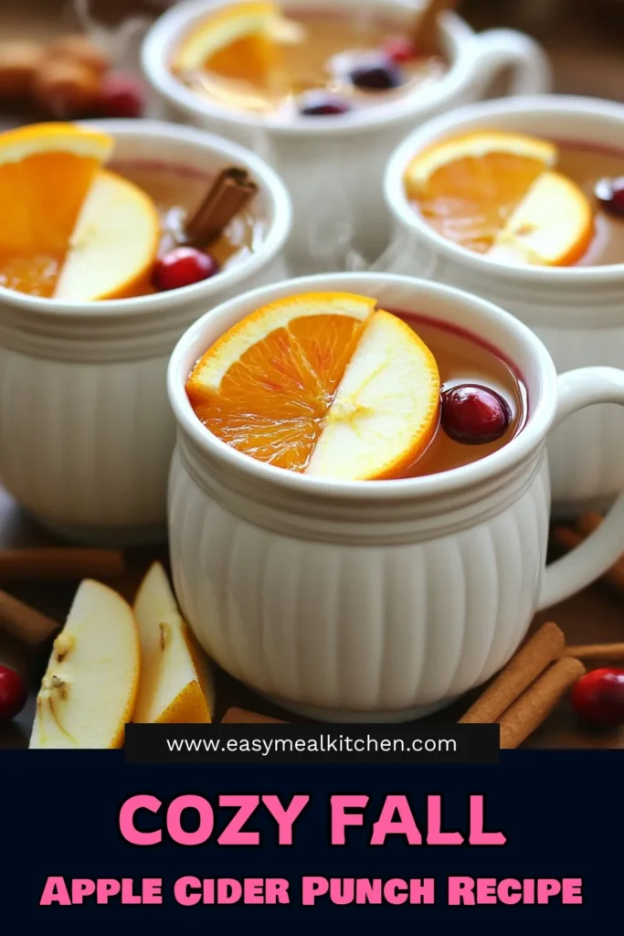Warm up your gatherings with this Cozy Autumn Apple Cider Punch recipe! This delightful blend of apple cider, cranberry juice, and spices creates the perfect fall drink. Learn how to make this refreshing yet cozy punch that's great for any occasion. Ready to impress your guests? Click through for the full recipe and tips! #AppleCiderPunch #FallRecipes #CozyDrinks #AutumnVibes