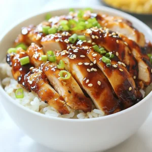 - 2 cups cooked jasmine rice - 2 boneless, skinless chicken breasts - 1/4 cup honey - 1/4 cup BBQ sauce (choose between a smoky or spicy variant) - 2 tablespoons soy sauce - 1 tablespoon sesame oil - 1 tablespoon olive oil - 1 teaspoon garlic powder - 1/2 teaspoon onion powder - Salt and pepper, to taste The main ingredients of Honey BBQ Chicken Rice create a great balance of flavors. The cooked jasmine rice serves as a soft base. The chicken adds protein and texture. The honey and BBQ sauce give a sweet and tangy kick. Soy sauce and sesame oil enhance the umami taste. Garlic and onion powders round out the seasoning, making each bite delicious. - Finely chopped green onions - Sesame seeds Garnishes are key to making this dish pop. Finely chopped green onions add color and freshness. Sesame seeds create a nice crunch and visual appeal. Together, they elevate the whole dish. - Variations in BBQ sauce (smoky or spicy) - Add-ins for extra flavor (vegetables, nuts, etc.) You can switch up the BBQ sauce to match your taste. A smoky sauce gives a deep flavor, while a spicy one adds a kick. You can also add vegetables like bell peppers or broccoli for more nutrients. Nuts like cashews can add crunch and richness. These options let you customize the meal to your liking. {{ingredient_image_2}} To start, mix the marinade. In a bowl, combine honey, BBQ sauce, soy sauce, sesame oil, garlic powder, onion powder, salt, and pepper. Stir until blended. Add your chicken breasts, making sure they are well-coated. Cover the bowl and let it marinate for at least 30 minutes at room temperature. For a deeper flavor, you can refrigerate it overnight. Next, prepare your grill pan or grill. Heat it over medium-high heat. Remove the chicken from the marinade but keep the marinade for later. Cook the chicken for 6-8 minutes on each side. You want it to reach an internal temperature of 165°F (75°C). This ensures it's fully cooked and safe to eat. Now, it's time to make the sauce. Take the reserved marinade and pour it into a small saucepan. Heat it gently over medium heat. Let it simmer for about 5-7 minutes. You want the sauce to thicken slightly. This will enhance the flavor when you drizzle it later. Once the chicken has rested for 5 minutes, slice it into thin strips. In a serving bowl, add a base layer of cooked jasmine rice. Neatly arrange the sliced chicken on top of the rice. This creates a colorful and inviting plate. Now comes the fun part! Generously pour the thickened honey BBQ sauce over the chicken and rice. This not only adds flavor but also makes the dish look appealing. For a beautiful finish, sprinkle finely chopped green onions and sesame seeds over the dish. This adds a nice crunch and extra flavor. Serve in deep bowls or elegant plates. You can even drizzle some extra honey BBQ sauce around the plate for a lovely visual effect. How long should you marinate for the best flavor? I recommend marinating the chicken for at least 30 minutes. If you have time, let it sit overnight in the fridge. This helps the flavors soak in deeply. Want to modify the flavor? You can add more spices like paprika or chili powder. For a fruity twist, mix in some pineapple juice. Try different BBQ sauces too. Smoky for rich depth, spicy for a kick! What are alternatives to grilling? You can bake or pan-sear the chicken. For baking, place the chicken in a preheated oven at 375°F. Cook for about 25 minutes. For pan-searing, heat oil in a skillet. Cook for 6-8 minutes on each side until cooked through. How do you adjust cook times? Grilling takes about 12-16 minutes total, while baking is longer. Always check the internal temperature. It should reach 165°F for safety. What should you pair with Honey BBQ Chicken Rice? Serve it with steamed veggies or a fresh salad. These sides add color and crunch. For drinks, sweet tea or lemonade works great. How can you present the dish? Use deep bowls or elegant plates. Layer the rice first, then fan out the chicken slices. Drizzle extra sauce around the plate. Finish with green onions and sesame seeds for a lovely look! Pro Tips Marinate Longer for Flavor: For the best flavor, marinate the chicken for at least 1-2 hours or even overnight. The longer it marinates, the more the flavors will penetrate the meat. Use a Meat Thermometer: To ensure your chicken is perfectly cooked, use a meat thermometer. The internal temperature should reach 165°F (75°C) for safe consumption. Variate Your Rice: Try substituting jasmine rice with other grains like quinoa or brown rice for a different texture and flavor profile. Garnish for Extra Flavor: Don’t skip the garnishes! They add not only a pop of color but also enhance the dish's overall flavor and texture. {{image_4}} You can change the protein in this dish to fit your needs. For a vegetarian twist, use tofu. Just press it to remove extra water. Then, cut it into cubes. You can also use shrimp for a seafood option. Both will soak up the honey BBQ flavor well. If you want to switch grains, try quinoa or brown rice instead of jasmine rice. Quinoa adds a nutty taste and is packed with protein. Brown rice is heartier and has more fiber. These swaps keep the dish tasty and healthy. You can make your meal sweeter or spicier by choosing a different BBQ sauce. Use a smoky sauce for rich flavor. If you like heat, pick a spicy BBQ sauce. Adding spices can also change the taste. Try smoked paprika for depth or cayenne pepper for spice. Fresh herbs like cilantro or parsley add a fresh twist too. Experiment until you find your favorite mix. Leftovers are a great way to create new meals. Use leftover chicken and rice in a stir-fry. Just toss them with veggies and soy sauce for a quick meal. You can also make wraps using lettuce or tortillas. For storage, place leftovers in airtight containers. Keep them in the fridge for up to three days. Label your containers with the date to track freshness. Enjoying meals later saves time and keeps you from wasting food. To keep your honey BBQ chicken rice fresh, store it in the fridge. Use airtight containers, as they help lock in moisture and flavor. Make sure the chicken and rice cool down before sealing to avoid steam buildup. This practice keeps your meal tasty for later. For freezing, divide the leftovers into single servings. Use freezer-safe bags or containers to prevent freezer burn. When you're ready to eat, thaw the chicken rice in the fridge overnight. Reheat it in a microwave or a stovetop pan. Make sure it's heated through to 165°F (75°C) for safety. You can store cooked honey BBQ chicken rice in the fridge for up to four days. If you freeze it, it can last for about three months. Check for signs of spoilage. If the chicken or rice smells off or shows discoloration, it's best to toss it. You can marinate the chicken for at least 30 minutes. This lets the flavors soak in. For the best taste, marinating overnight works great. The longer it marinates, the more flavor it gets. Just be sure to keep it in the fridge if you go for the longer time. Yes, you can use brown rice. It has more fiber and nutrients than jasmine rice. However, brown rice takes longer to cook and has a chewier texture. Jasmine rice is softer and more fragrant, making it a popular choice for this dish. If you want to swap, just adjust cooking time. If you don’t have a grill, you can pan-sear the chicken. Use a grill pan or a regular skillet. Heat it over medium-high heat and add a little oil. Cook the chicken for about 6-8 minutes on each side. You can also bake it at 375°F for about 20-25 minutes. Just make sure it reaches 165°F inside. This recipe offers a good balance of protein and carbs. Each serving has about 300 calories. The chicken provides protein, while rice adds energy. Using honey and BBQ sauce gives flavor without too much fat. For a healthier twist, you can add more veggies or use less sauce. Yes, kids can enjoy this dish! It has a sweet and savory taste that most kids love. If your child is sensitive to spice, use a mild BBQ sauce. You can also cut the chicken into smaller pieces. This makes it easier for little hands to grab and eat. To wrap up, we discussed how to create a tasty honey BBQ chicken with rice. You learned about the key ingredients, marinating, cooking methods, and garnishing. With easy steps and tips, you can master this dish. Remember to experiment with flavors and make it your own. This meal is perfect for any occasion, and your family will love it. Enjoy the cooking journey and the delicious results that follow!