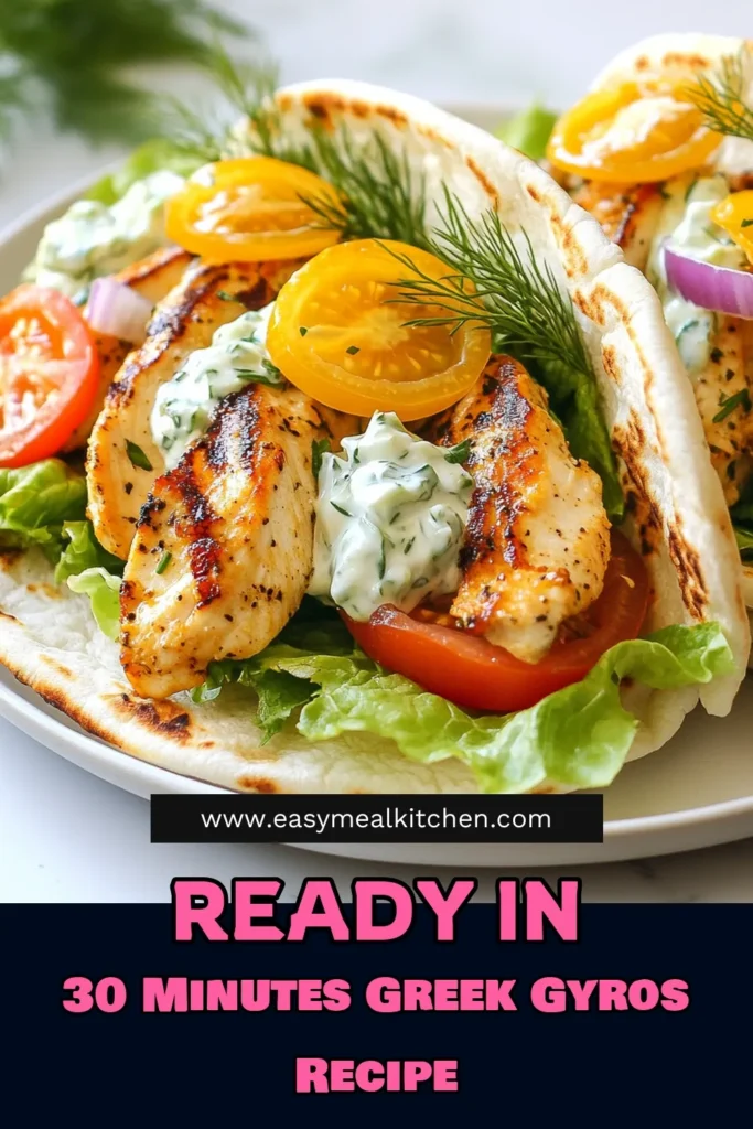 Indulge in the ultimate Greek Chicken Gyros with Tzatziki, a must-try for any food lover! This authentic Greek recipe features marinated chicken served in warm pita with fresh veggies and a creamy Tzatziki sauce recipe that you'll want to make again and again. Perfect for a quick weeknight dinner or a weekend feast, these homemade gyros are sure to impress. Save this recipe for a delicious meal! #GreekChickenGyros #TzatzikiSauce #HomemadeGyros #AuthenticGreekRecipe