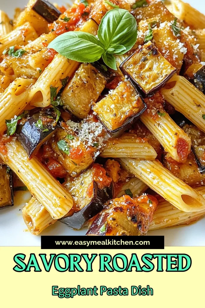 Discover the deliciousness of Roasted Eggplant Pasta, a delightful vegetarian pasta dish that’s both easy to make and packed with flavor. This pasta with eggplant recipe features tender roasted eggplant and San Marzano tomatoes, bringing an irresistible taste to your dinner table. Perfect for a weeknight meal, it’s one of the best easy eggplant recipes you'll ever try. Save this recipe now and enjoy a gourmet experience! #RoastedEggplantPasta #VegetarianRecipes #PastaIdeas #EasyWeeknightMeals