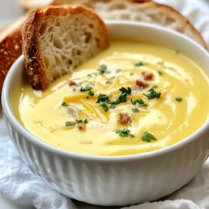 To make a rich bowl of Creamy Reuben Soup, you will need: - 1 tablespoon olive oil - 1 medium onion, diced - 2 cloves garlic, minced - 1 medium carrot, diced - 1 medium celery stalk, diced - 4 cups chicken broth - 2 cups shredded cooked corned beef - 1 cup sauerkraut, drained and thoroughly rinsed - 1 teaspoon caraway seeds - 1 cup heavy cream - 1 tablespoon Dijon mustard - Salt and freshly cracked black pepper to taste - 1 cup shredded Swiss cheese - Fresh parsley, chopped (for garnish) Using fresh ingredients makes a big difference in taste. Fresh onions, garlic, carrots, and celery add depth. They create a lovely base for the soup. Canned ingredients can work in a pinch but lack flavor. If you use canned broth, choose a low-sodium type. This way, you control the salt better. If you can’t find something, don’t worry! Here are some easy swaps: - Use vegetable broth instead of chicken broth for a vegetarian option. - Swap out corned beef for shredded chicken or turkey. - Try sauerkraut with kimchi for a spicy kick. - Substitute heavy cream with coconut cream for a dairy-free version. - Use provolone or cheddar cheese instead of Swiss. These substitutions let you customize the soup to your taste and needs! {{ingredient_image_2}} 1. Start by gathering all your ingredients. You need olive oil, onion, garlic, carrot, celery, chicken broth, corned beef, sauerkraut, caraway seeds, heavy cream, Dijon mustard, salt, pepper, Swiss cheese, and parsley. 2. Dice the onion, carrot, and celery into small pieces. Mince the garlic. This helps cook them evenly. 3. Drain and rinse the sauerkraut to remove excess salt. Shred the corned beef if needed. 1. In a large pot, heat one tablespoon of olive oil over medium heat. 2. Add the diced onion, minced garlic, carrot, and celery. Sauté them for about 5-7 minutes until they soften. 3. Carefully pour in the chicken broth. Stir occasionally and bring it to a gentle boil. 4. Once boiling, stir in the shredded corned beef, rinsed sauerkraut, and caraway seeds. Reduce heat and let it simmer for 10-15 minutes. 5. Lower the heat and add the heavy cream and Dijon mustard. Stir until well combined. Simmer for an additional 5 minutes without boiling. 6. Season with salt and cracked black pepper. Gradually stir in the shredded Swiss cheese until it melts. 7. Remove the pot from heat. Let the soup cool slightly before serving. - Use fresh ingredients for a brighter taste. - Sauté the vegetables until they are soft to enhance their natural sweetness. - Allow the soup to simmer longer if you want deeper flavors. - Taste and adjust the seasoning as needed before serving. - For extra richness, use a higher fat content cream. To get a smooth and creamy soup, use heavy cream. It adds richness and depth. When you mix in the cream, do this on low heat. This prevents the cream from curdling. Stir gently as you add the shredded Swiss cheese. This helps the cheese melt evenly into the soup. If you want more heat, add a pinch of cayenne pepper. You can also try adding hot sauce for a kick. For a milder taste, use less Dijon mustard. Always taste your soup before serving. Adjust the salt and black pepper to match your liking. Serve your soup in warm bowls for a cozy feel. Top each bowl with extra shredded Swiss cheese. A sprinkle of fresh parsley adds a pop of color. For a classic touch, serve with crusty rye bread or a grilled cheese sandwich. This makes every bite even more enjoyable! Pro Tips Fresh Ingredients: Always use fresh vegetables and high-quality corned beef for the best flavor in your soup. Customize Your Cream: For a lighter version, you can substitute half-and-half or whole milk for the heavy cream. Adjusting the Seasoning: Taste your soup before serving and adjust the salt and pepper as needed, considering the saltiness of the corned beef and sauerkraut. Garnish Wisely: Don't skip the fresh parsley garnish; it adds a pop of color and freshness that enhances the dish. {{image_4}} You can make this soup even better by adding vegetables. Try adding bell peppers for sweetness or zucchini for a nice texture. Spinach or kale can add a healthy touch. Just chop them up and toss them in when you sauté the onions and garlic. This makes the soup colorful and packed with nutrients. If you want to switch up the protein, you have options. You can use turkey instead of corned beef. This keeps the soup light but still tasty. For a vegetarian twist, try using mushrooms or lentils. They add a hearty feel without the meat. Just cook them until they are soft and mix them right in. Cheese is key for creaminess in this soup. Swiss cheese is classic, but you can have fun with it. Try using Gruyère for a nutty flavor or cheddar for sharpness. A mix of cheeses can also work well. Just remember to melt it in at the end for the best texture. To store leftover soup, let it cool first. Pour the soup into an airtight container. Make sure to leave some space at the top. This space helps prevent spills when freezing. Seal the container tightly. Label it with the date to keep track of freshness. When you are ready to enjoy the soup again, take it out of the fridge. Pour the soup into a pot over medium heat. Stir it gently to mix well. Heat until hot, but do not let it boil. You can also use a microwave. Place the soup in a microwave-safe bowl. Heat it in short bursts, stirring in between. If you want to freeze the soup, use a freezer-safe container. Fill it with soup, leaving some space at the top. Seal it tightly and label it. Creamy Reuben Soup can last up to three months in the freezer. To thaw, place it in the fridge overnight. Reheat it as mentioned above when ready to serve. You can serve Creamy Reuben Soup with different sides. Here are some ideas: - Slices of crusty rye bread - Grilled cheese sandwiches - A light salad with vinaigrette - Crispy potato chips for crunch These pairings enhance the soup's rich flavors. The bread soaks up the creamy goodness. A fresh salad adds a nice crunch. Yes, you can make a vegetarian version. Replace the corned beef with cooked mushrooms or lentils. Use vegetable broth instead of chicken broth. You can keep the sauerkraut and spices. This still gives you a hearty and flavorful soup. Creamy Reuben Soup lasts about 3 to 4 days in the fridge. Store it in an airtight container. Make sure it cools down before you put it in the fridge. If you want to keep it longer, consider freezing it. It can last up to 3 months in the freezer. This blog post covered everything you need for a great Creamy Reuben Soup. I shared the full list of ingredients and tips on fresh versus canned options. You learned about step-by-step cooking instructions, as well as tricks for the best flavor and texture. We discussed variations, storage, and answers to common questions. I hope you feel ready to make this delicious soup. Enjoy every spoonful and make it your own!