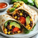 To make your ten-minute vegan burrito wraps, you need a few key items: - 4 large whole-grain tortillas - 1 can (15 oz) black beans, rinsed and drained - 1 cup corn kernels (fresh, frozen, or canned) - 1 cup cherry tomatoes, halved - 1 ripe avocado, sliced - 1 cup fresh spinach or mixed greens - 1 teaspoon ground cumin - 1 teaspoon smoked paprika - Salt and freshly ground black pepper to taste - Hot sauce or salsa for serving These ingredients work well together. They create a filling and tasty meal. If you don’t have something, don’t worry! Here are some easy swaps: - Use any type of tortilla, like corn or flour. - Replace black beans with pinto beans or chickpeas. - Use any type of tomato, like diced or even salsa. - Swap avocado with guacamole or omit it if you prefer. - Use kale or arugula instead of spinach for a different green. These swaps keep your burrito quick and easy. Want to kick it up a notch? Try adding these: - Chopped bell peppers for a crunchy texture. - Red onion for a zesty bite. - Fresh cilantro for a burst of flavor. - Lime juice for a tangy twist. - Nutritional yeast for a cheesy flavor. Adding these can make your burrito even more delicious! {{ingredient_image_2}} First, gather your ingredients. You need: - 4 large whole-grain tortillas - 1 can (15 oz) black beans, rinsed and drained - 1 cup corn kernels (fresh, frozen, or canned) - 1 cup cherry tomatoes, halved - 1 ripe avocado, sliced - 1 cup fresh spinach or mixed greens - 1 teaspoon ground cumin - 1 teaspoon smoked paprika - Salt and freshly ground black pepper to taste Start by mixing the black beans, corn, tomatoes, cumin, paprika, salt, and pepper in a bowl. Stir well to coat everything with spices. Now, let’s build your burritos. Take one tortilla and lay it flat. Place a handful of spinach or mixed greens in the center. This creates a nice base for the filling. Next, scoop about a quarter of the black bean mixture on top of the greens. Now add a few avocado slices for creaminess. To wrap the burrito, fold the sides of the tortilla inward. Then, roll it up from the bottom. Make sure to enclose the filling well. Repeat this with the rest of the tortillas and mixture. To add a tasty crunch, toast your burritos. Heat a non-stick skillet over medium heat. Place the burritos seam side down in the skillet. Cook each side for 1-2 minutes until golden brown. Make sure to flip them carefully. This step adds texture and flavor. Once toasted, take the burritos out of the skillet. Cut them in half diagonally. Serve with hot sauce or salsa for dipping. Enjoy your vibrant meal! You can make your burrito unique. Start with your favorite greens. Instead of spinach, try kale or arugula. Add in some diced bell peppers or even shredded carrots for extra crunch. Want more spice? Add jalapeños or a sprinkle of chili powder. You can also swap black beans for pinto or kidney beans. This lets you play with flavors and textures. To boost the taste, always rinse your black beans. This helps remove extra salt and enhances the flavors. Toast your tortillas for a minute before filling them. This makes them warm and easy to roll. Use fresh spices like cumin and smoked paprika. They bring out the best in your ingredients. Don’t skip the salt and pepper; they balance the flavors. Pair your burrito with a fresh salad. A simple mix of lettuce, avocado, and lime juice works well. You can also serve it with a side of guacamole or salsa. For a fun twist, try chips for crunch. A light coconut yogurt dip can add a creamy balance. These pairings make your meal more exciting and satisfying. Pro Tips Fresh Ingredients: Using fresh vegetables like cherry tomatoes and spinach will enhance the flavor and nutrition of your burrito wraps. Customize Your Spice: Adjust the amount of cumin and smoked paprika according to your taste preference for a spicier or milder flavor. Perfectly Toasted: Toasting the burritos in a skillet not only adds texture but also helps to meld the flavors together beautifully. Make Ahead: Prepare the black bean mixture ahead of time and store it in the fridge for a quick assembly when you’re ready to enjoy your wraps. {{image_4}} You can use many types of tortillas for your burrito wraps. Whole-grain tortillas are healthy and add fiber. Corn tortillas offer a rich taste and are gluten-free. Spinach or tomato tortillas give a fun color and extra flavor. Flour tortillas are soft and easy to wrap. Try different types to match your taste! Feel free to mix up the fillings for your burrito. You can add cooked quinoa for protein. Roasted sweet potatoes add sweetness and texture. Bell peppers give a crunchy bite and bright color. For a spicy kick, add jalapeños or chili peppers. You can also use different beans, like pinto or kidney beans, to change the taste. The right sauce can make your burrito even better. Try a zesty avocado crema made with blended avocado, lime, and herbs. A simple salsa adds fresh flavor and spice. You can also serve a creamy tahini sauce for a nutty twist. Hot sauce is great for those who like heat. These sauces can elevate your meal and make it more exciting! To keep your leftover burritos fresh, wrap each burrito in foil or parchment paper. Place them in an airtight container. This keeps the flavors locked in and prevents them from drying out. Store them in the fridge for up to three days. If you want to keep them longer, freezing is a better choice. When you’re ready to eat your burritos again, reheat them in a skillet. Heat the skillet over medium heat. Place the burrito seam side down and cook for about three to four minutes. Flip it halfway to warm it through. You can also microwave them. Wrap the burrito in a damp paper towel and heat for 1 to 2 minutes. This helps keep the tortilla soft. To freeze burritos, wrap each one tightly in plastic wrap. Then place them in a freezer-safe bag or container. This method helps avoid freezer burn. You can freeze them for up to three months. When you’re ready to enjoy, thaw them in the fridge overnight before reheating. This ensures they heat evenly. You can use gluten-free tortillas. Look for brands made from rice or corn. These options taste great and roll well. Always check the label to ensure they are certified gluten-free. Yes, you can prepare these wraps in advance. Assemble them, then wrap in foil or plastic wrap. Store them in the fridge for up to two days. When ready to eat, heat them in a skillet for a few minutes. To boost protein, add cooked quinoa or lentils. You can also include extra beans like pinto or chickpeas. For a different taste, try adding nuts or seeds. These options keep the meal tasty and filling. You've now learned how to make delicious burrito wraps. We covered essential ingredients, substitutes, and tips for extra flavor. You also gained step-by-step instructions to prepare and toast your burritos perfectly. Don't forget the creative ways to customize your wraps and pairings to make your meal even better. With the right storage and reheating methods, your burritos can stay fresh and tasty. Enjoy making these simple recipes and share them with friends. Happy cooking!
