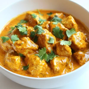 - 500g boneless chicken breast, cut into bite-sized cubes - 1 cup plain yogurt (preferably whole milk) - 2 tablespoons freshly squeezed lemon juice - 2 teaspoons garam masala (plus extra for garnish) - 1 teaspoon ground cumin - 1 teaspoon turmeric powder - 1 teaspoon sweet paprika - 2 tablespoons vegetable oil (or ghee for richer flavor) - 1 large onion, finely chopped - 4 cloves garlic, minced - 1 inch fresh ginger, grated - 1 tablespoon tomato paste - 1 can (400g) crushed tomatoes (preferably organic) - 1 cup full-fat coconut cream - Salt to taste - Fresh cilantro, chopped - Additional spices like chili powder for heat - Garnishes such as lemon wedges or extra cilantro {{ingredient_image_2}} - First, gather your ingredients for the marinade. In a bowl, mix one cup of plain yogurt, two tablespoons of lemon juice, two teaspoons of garam masala, one teaspoon of ground cumin, one teaspoon of turmeric, and one teaspoon of sweet paprika. Add a pinch of salt to taste. - Next, add 500 grams of bite-sized chicken breast pieces to the marinade. Make sure each piece is well coated. Cover the bowl with plastic wrap and place it in the fridge. For the best flavor, let it marinate for at least one hour, or overnight if you can. - Preheat your oven to 200&deg;C (400&deg;F). While the oven heats, line a baking tray with parchment paper. This helps with cleanup later. - Once the oven is ready, spread the marinated chicken on the tray. Make sure the pieces are not crowded together. Bake for 15 to 20 minutes. The chicken should be cooked through and have a few charred spots for extra flavor. - While the chicken bakes, heat two tablespoons of vegetable oil in a large saucepan over medium heat. Add one large finely chopped onion. Saut&eacute; for about five minutes until the onion turns soft and golden brown. - Then, add four minced garlic cloves and one inch of grated ginger. Cook for an additional minute until you smell the wonderful aromas. - Stir in one tablespoon of tomato paste and one can of crushed tomatoes. Let this mixture simmer for about ten minutes, stirring occasionally to avoid sticking. - When the chicken is done, reduce the heat to low. Pour in one cup of full-fat coconut cream and add the cooked chicken. Stir everything together until well mixed. Allow it to simmer gently for another five to ten minutes. This helps all the flavors blend beautifully. - Before serving, taste your sauce. Adjust the seasoning with more salt or spices if needed. Enjoy your Chicken Tikka Masala hot, garnished with fresh chopped cilantro and a sprinkle of garam masala for a lovely touch. Marination is key for great Chicken Tikka Masala. I recommend marinating the chicken for at least one hour. For the best flavor, let it sit overnight. This extra time allows the spices to soak deep into the chicken. You can also add some extra spices like chili powder for heat or even a pinch of cinnamon for warmth. A touch of honey can enhance the sweetness too! You can choose to bake or grill the chicken. Baking is easy and keeps the kitchen clean. Preheat your oven to 200&deg;C (400&deg;F) for perfect cooking. Place the chicken on a lined tray and bake for 15-20 minutes. If you grill, the chicken gets a nice char. Just be careful not to overcook it. Juicy chicken is the goal! Always check it with a fork; it should be tender and moist. Pair your Chicken Tikka Masala with fluffy basmati rice or warm naan bread. This makes a complete meal. For presentation, serve it in a bright bowl and top with fresh cilantro. A sprinkle of garam masala adds a nice touch too. You can also offer some lemon wedges on the side for a zesty kick. Pro Tips Marinate Longer for Depth: For the best flavor, allow the chicken to marinate overnight. This enhances the spices' penetration and makes the chicken more tender. Perfect Your Sauce: For a richer sauce, add a splash of cream or a bit of butter just before serving. This adds a velvety texture and a luxurious finish. Adjust Spiciness: If you prefer a spicier dish, add some chopped green chilies or a pinch of cayenne pepper to the sauce while it simmers. Garnish Creatively: Besides cilantro, consider adding toasted cashews or almonds as a garnish for an extra crunch and flavor contrast. {{image_4}} You can easily change the spice level in Chicken Tikka Masala. If you want it milder, use less garam masala and paprika. You can add a bit of sugar to balance the heat. For a spicier dish, add more chili powder or fresh chilies. Start with a little and taste as you go. This way, you control the heat in each bite. If you want a vegetarian option, try using paneer or chickpeas instead of chicken. Both options work well with the marinade and sauce. For different meats, you can use lamb or shrimp. Adjust cooking times as needed. Lamb may take longer, while shrimp cooks much faster. This keeps the dish exciting and helps you find your favorite variation. To make Chicken Tikka Masala dairy-free, substitute coconut cream with cashew cream or almond milk. These options give you a creamy texture without dairy. For yogurt, use a non-dairy yogurt like almond or soy yogurt. Make sure it&rsquo;s plain to match the flavor of regular yogurt. These swaps keep the taste rich and enjoyable while meeting dietary needs. Store leftover Chicken Tikka Masala in an airtight container. This keeps it fresh and tasty. It can last in the fridge for up to three days. Make sure to let it cool before sealing. If you want a quick meal, you can reheat it in the microwave or on the stove. To freeze Chicken Tikka Masala, let it cool completely. Then, place it in a freezer-safe container. It will stay good for up to three months. When you&rsquo;re ready to eat, thaw it overnight in the fridge. Reheat on the stove over low heat until hot. Add a splash of water or coconut cream for creaminess. For the best taste and texture, eat your Chicken Tikka Masala within three days if refrigerated. In the freezer, aim to use it within three months. Always check for signs of spoilage before eating. If it smells off or looks strange, it&rsquo;s better to throw it away. Chicken Tikka Masala is a popular dish from India. It features marinated chicken cooked in a creamy tomato sauce. The dish became famous in the UK in the 1960s. Many believe it was made by Indian chefs for British tastes. It balances spices and flavors well, making it loved worldwide. Yes, you can prepare Chicken Tikka Masala ahead of time. Marinate the chicken and store it in the fridge for up to 24 hours. Cooked Chicken Tikka Masala can also last in the fridge for about three days. Just make sure to store it in an airtight container. If you want to freeze it, use a freezer-safe container. It can stay good for about three months. To reheat, thaw in the fridge overnight and warm on the stove. Serve your Chicken Tikka Masala with basmati rice or naan bread. Both help soak up the delicious sauce. You can also add a side of steamed vegetables or a fresh salad. For an extra treat, try raita, a yogurt-based sauce, for a cool contrast. In this post, we explored Chicken Tikka Masala, its key ingredients, and how to make it step-by-step. You learned about marinating chicken, baking, and making the sauce. I shared tips for perfecting your dish and suggested variations for different tastes. Proper storage and serving ideas help keep it fresh and enjoyable. Now, try making this dish at home. Enjoy cooking and share your tasty results!
