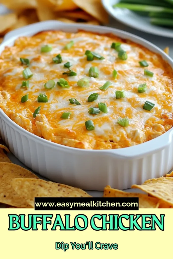 Discover the Best Buffalo Chicken Dip Ever with this creamy buffalo chicken dip recipe that's perfect for any gathering! This easy buffalo dip combines tender shredded chicken, zesty buffalo sauce, and melted cheese for the ultimate buffalo chicken appetizer. Bake it to cheesy perfection and serve with chips or veggies. Don't miss out on this crowd-pleasing dish! Try it today and share the deliciousness! #BuffaloChickenDip #BuffaloDip #AppetizerRecipes #GameDayEats
