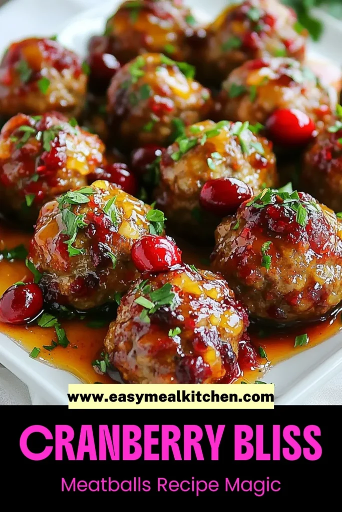 Looking for an easy meatball appetizer? Try this quick cranberry meatball recipe featuring juicy turkey meatballs with a tasty cranberry glaze. Perfect for holiday gatherings, these cranberry glaze meatballs are sure to impress your guests. With just 35 minutes of prep and cook time, you'll have a delicious holiday meatballs recipe ready to serve. Save this recipe for your next celebration! #CranberryMeatballs #EasyAppetizer #HolidayRecipes #QuickMeals