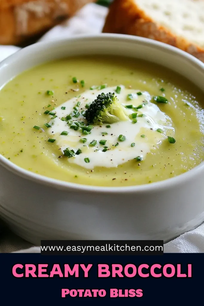 Discover the ultimate comfort food with this creamy broccoli leek potato soup! It's a healthy creamy soup that's easy to make and perfect for any day. This vegan broccoli potato soup features simple ingredients, making it a delightful dairy-free potato soup recipe. Enjoy a delicious and nutritious meal with this easy vegetable soup recipe. Try it today and elevate your soup game! Save this recipe for later. #VeganSoup #HealthyEating #SoupRecipe #PlantBased