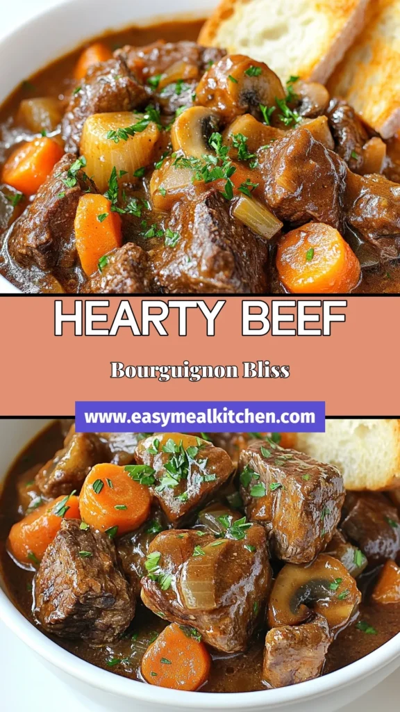 Discover the ultimate beef bourguignon recipe! This savory beef stew features tender beef chuck simmered in rich flavors, perfectly showcasing French culinary tradition. Learn how to make beef bourguignon that will impress your family and friends with its depth of taste. Elevate your dining experience with this classic dish. Save this tender beef chuck recipe to your boards today! #BeefBourguignon #SavoryBeefStew #FrenchCuisine #BeefStewRecipes