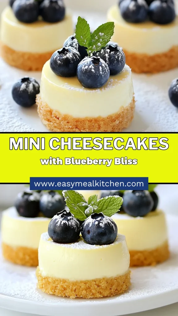 Indulge in these delicious mini New York cheesecakes, an easy cheesecake recipe that serves up perfection in every bite! These baked mini cheesecakes are a delightful treat with a twist, featuring a creamy filling enhanced by fresh blueberries. Perfect for parties or a sweet snack, you'll love these blueberry cheesecake bites! Try this recipe and experience cheesecake bliss today. Save it for later! #MiniCheesecakes #EasyCheesecakeRecipe #BakedCheesecakes #BlueberryCheesecakeBites