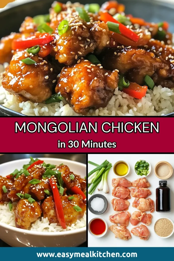 Discover this delicious Mongolian chicken recipe that's sure to impress! With easy Mongolian chicken made from crispy Mongolian chicken thighs, you'll enjoy a quick Asian chicken dish that's perfect for busy weeknights. This chicken stir-fry recipe combines flavorful ingredients and is ready in just 30 minutes. Try it out today and elevate your dinner game! Save for later! #MongolianChicken #ChickenStirFry #EasyRecipes #AsianCuisine