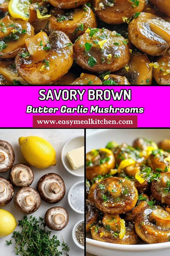 Indulge in these delicious brown butter garlic thyme mushrooms, a must-try sautéed mushrooms recipe that's perfect for any meal! This easy mushroom side dish features cremini mushrooms sautéed in rich brown butter, fresh garlic, and aromatic thyme. You’ll love the burst of flavor with every bite. Perfect for special occasions or a quick weeknight dinner! Save this tasty recipe for your next dinner party! #BrownButterMushrooms #GarlicThymeMushrooms #EasyMushroomSideDish #CreminiMushroomRecipes