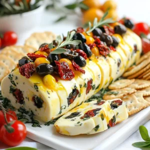 - 16 oz cream cheese, softened to room temperature - 1 cup shredded mozzarella cheese - 1/2 cup freshly grated Parmesan cheese - 1/4 cup chopped sun-dried tomatoes (use oil-packed, drained) - 1/4 cup sliced black olives (Kalamata or regular) - 1/4 cup diced roasted red peppers (jarred or homemade) - 1/4 cup finely chopped fresh basil leaves - 1 teaspoon garlic powder - 1 teaspoon Italian seasoning blend - Freshly ground black pepper, to taste The main ingredients create a creamy base. The cream cheese gives a rich texture. Mozzarella adds a stretch. Parmesan gives a sharp taste. Sun-dried tomatoes bring sweetness. Black olives add saltiness. Roasted red peppers add a smoky flavor. Fresh basil brings brightness. Garlic powder and Italian seasoning round out the taste. You can customize your cheese log with optional add-ins. Try nuts like walnuts or almonds for crunch. Chopped herbs like parsley or dill can elevate the flavor. For more heat, add red pepper flakes. Serve this cheese log with assorted crackers and breadsticks. Choose a mix of flavors and textures. Whole grain crackers pair well. Thin breadsticks provide a nice crunch. For a touch of sweet, add fruit like grapes or figs. This adds color and freshness to the platter. {{ingredient_image_2}} First, gather all your ingredients. You need 16 oz of softened cream cheese, 1 cup of shredded mozzarella, and 1/2 cup of grated Parmesan cheese. In a large mixing bowl, add these cheeses. Use a hand mixer or spatula to blend them until smooth. This step is key for a creamy texture. Next, fold in 1/4 cup of chopped sun-dried tomatoes, 1/4 cup of sliced black olives, 1/4 cup of diced roasted red peppers, and 1/4 cup of finely chopped basil. Don&rsquo;t forget 1 teaspoon of garlic powder and 1 teaspoon of Italian seasoning. Add some freshly ground black pepper to taste. Mix everything well until you see a nice blend of colors. Now, lay out a large sheet of plastic wrap on a flat surface. Carefully scoop the cheese mixture into the center of this wrap. Using the edges of the wrap, shape the mixture into a log. Smooth the sides as you go. This step helps create a nice form. Once shaped, wrap the log tightly in the plastic wrap. Twist the ends to secure it well. Place the wrapped cheese log in the refrigerator. Let it chill for at least 2 hours. For the best taste, chill it overnight. When it&rsquo;s firm to touch, unwrap the log from the plastic wrap. Transfer it to a stylish platter. If you like, roll the log in chopped nuts or herbs for extra flavor. Use a sharp knife to slice the log into generous rounds. Arrange the slices on the platter. Serve with assorted crackers and breadsticks for a delightful treat. To get a smooth texture for your cheese log, start with soft cream cheese. Let it sit at room temperature for about 30 minutes. This helps it blend well with the other cheeses. Use a hand mixer or spatula to mix the cream cheese, mozzarella, and Parmesan until smooth. If you want a creamier texture, add a little heavy cream. This will make every bite melt in your mouth. Make your cheese log look stunning on the plate. After shaping it, try rolling it in chopped nuts or fresh herbs. This adds color and texture. You can also drizzle some olive oil around the log for a touch of elegance. Garnish with extra basil leaves and a sprinkle of black pepper. These little details make your dish stand out at any party. Need a quick way to prepare? Make the cheese log a day ahead. Chilling overnight boosts the flavor and texture. You can also prep the ingredients in advance. Chop the sun-dried tomatoes, olives, and peppers a day before. Store them in the fridge to save time. This way, you can whip up this tasty treat with ease when guests arrive. Pro Tips Use Room Temperature Ingredients: Ensure your cream cheese is softened to room temperature for a smoother blend and better texture in the final cheese log. Customize Your Mix-ins: Feel free to swap or add different ingredients like artichokes, jalape&ntilde;os, or different cheese varieties to suit your taste preferences. Chill for Maximum Flavor: Let the cheese log chill overnight if possible. This allows the flavors to meld beautifully for a richer taste experience. Presentation Matters: Enhance the visual appeal by garnishing with fresh herbs or a drizzle of olive oil, making your platter not only delicious but also eye-catching. {{image_4}} You can make this cheese log fit a vegetarian diet. Swap out any meat-based toppings. For a rich flavor, add diced artichokes or roasted garlic. You can also use different cheeses like goat cheese or feta for a unique taste. Want to switch things up? Try adding different spices. For a spicy kick, mix in crushed red pepper flakes or jalape&ntilde;os. If you love sweet flavors, consider adding dried cranberries or figs. These will give your cheese log a delightful twist. Look for seasonal ingredients to keep your cheese log fresh. In spring, add fresh herbs like chives or dill. During fall, roasted pumpkin or squash can add a seasonal flair. You can also use fresh tomatoes in summer for that burst of flavor. To keep your Holiday Antipasto Cheese Log fresh, wrap it tightly in plastic wrap. Make sure there are no air pockets. Store it in the fridge on a plate. This helps it stay cool and tasty. You can freeze the cheese log if you want to save some for later. Wrap it in plastic wrap, then place it in a freezer bag. Squeeze out all the air before sealing. It will keep well for up to three months. In the fridge, your cheese log lasts about five days. If frozen, thaw it in the fridge overnight before serving. Always check for any off smells or changes in texture before eating. An antipasto cheese log is a tasty cheese spread. It blends creamy cheeses with savory add-ins. This dish usually includes sun-dried tomatoes, olives, and roasted red peppers. You shape it like a log for fun serving. It&rsquo;s perfect for parties and gatherings. Yes, you can make this cheese log ahead of time. I recommend preparing it a day before your event. Chill it overnight for the best flavor and texture. This way, you save time on the day of your gathering. Just slice and serve when ready! Assorted crackers and breadsticks work great. Choose crisp crackers for a nice contrast. Try whole grain or herbed varieties for added flavor. Breadsticks are fun for dipping too. You can also serve sliced baguette or toasted bread. They all complement the cheese log well. To adjust for fewer servings, simply cut the recipe in half. This means using 8 oz of cream cheese and half the other ingredients. You can also make smaller logs if you like. Just keep an eye on the chilling time. You want it to set nicely for serving. We explored how to make a tasty cheese log using main ingredients, add-ins, and accompaniments. I shared easy steps for making, shaping, and serving your cheese log. I also provided tips for texture, presentation, and time-saving. You can try different flavors and even make it vegetarian. Lastly, I covered smart storage techniques to keep it fresh. Enjoy making this simple dish that impresses your guests and adds flavor to your gatherings.