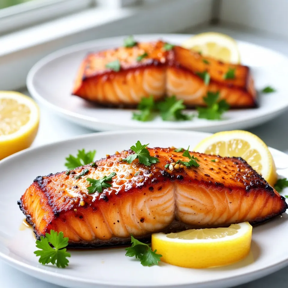 To make Maple Glazed Christmas Salmon, you will need the following ingredients: - 4 salmon fillets (6 oz each) - 1/4 cup pure maple syrup - 2 tablespoons Dijon mustard - 1 tablespoon soy sauce - 1 garlic clove, minced - 1 teaspoon fresh ginger, grated - 1 tablespoon olive oil - Salt and pepper to taste - Fresh parsley, finely chopped (for garnish) - Lemon wedges (for serving) These ingredients come together to create a rich, sweet, and savory glaze. The maple syrup adds a lovely sweetness, while the Dijon mustard gives it a nice tang. Garlic and ginger bring warmth and depth, making every bite special. Each ingredient plays a role in making this dish festive and flavorful. {{ingredient_image_2}} - Preheating the oven: Start by preheating your oven to 375°F (190°C). This step ensures your salmon cooks evenly. - Making the glaze: In a small bowl, mix together 1/4 cup of pure maple syrup, 2 tablespoons of Dijon mustard, 1 tablespoon of soy sauce, 1 minced garlic clove, and 1 teaspoon of fresh grated ginger. Whisk until smooth. - Preparing the baking dish: Lightly grease a baking dish with 1 tablespoon of olive oil. Place the salmon fillets skin-side down in the dish. This helps them cook evenly and prevents sticking. - Seasoning the salmon: Sprinkle salt and pepper over the salmon fillets. Pour the maple glaze over the top, ensuring each piece is well coated. - Baking time and technique: Place the dish in the oven and bake for 15-20 minutes. The salmon is done when it flakes easily with a fork and the glaze is shiny. - Grilling for extra flavor: For a caramelized finish, switch on the grill for the last 2-3 minutes. Keep a close eye to avoid burning. - Resting the salmon: Once baked, take the salmon out of the oven. Allow it to rest for a few minutes. This helps the juices settle. - Garnishing with parsley and serving: Sprinkle fresh chopped parsley on top. Serve with lemon wedges for a bright, fresh flavor. Enjoy your festive dish! To get the best glaze, use the right amounts. For this recipe, keep the maple syrup, Dijon mustard, and soy sauce balanced. This mix gives your salmon a sweet and tangy flavor. When you whisk the glaze, make sure it is smooth and combined well. For caramelization, bake the salmon at 375°F. This keeps the glaze from burning. Near the end, turn on the broiler for a few minutes. Watch closely to avoid any burning. This step adds a lovely brown color and enhances the flavor. The thickness of your salmon fillets affects cooking time. Thicker pieces need more time in the oven. For 6 oz fillets, bake for 15-20 minutes. Use a fork to check if it flakes easily. If your oven runs hot or cold, adjust the cooking time. An oven thermometer can help you find the right temperature. This way, your salmon will always come out perfectly cooked. For a festive look, serve your salmon on a nice platter. Add fresh parsley around the edges for color. Lemon wedges on the side bring brightness to your dish. Plating is important too. Place the salmon filets in the center, with lemon and parsley artfully arranged. A beautiful presentation makes your meal more special and inviting. Pro Tips Use Fresh Ingredients: Fresh salmon and quality maple syrup will enhance the flavors of your dish significantly. Marinate for More Flavor: For an even richer taste, marinate the salmon in the glaze for at least 30 minutes before baking. Check for Doneness: Use a fork to check if the salmon flakes easily; this ensures it's perfectly cooked without being dry. Experiment with Spices: Feel free to add a pinch of cayenne or smoked paprika to the glaze for a spicy kick! {{image_4}} You can change your glaze in fun ways. Add herbs like dill or thyme for a fresh taste. These herbs mix well with the sweet maple and salty soy sauce. You can also try spices like cumin or paprika for a warm kick. Citrus juice can brighten the glaze. Use orange or lemon juice instead of some maple syrup. This adds a nice tang. Zest from these fruits also adds extra flavor. Just be sure to balance the sweetness with the acidity. You can cook salmon in several ways. Grilling gives a smoky flavor and nice grill marks. Just be careful not to overcook it. Bake the salmon for a simple, no-fuss method. This keeps it tender and moist. Foil packets are another great option. Wrap the salmon and glaze in foil for easy clean-up. This method locks in moisture and flavor. Plus, it’s a fun way to serve individual portions. Pair your maple glazed salmon with tasty sides. Roasted veggies, like Brussels sprouts or carrots, complement the dish well. A light salad with mixed greens and a citrus vinaigrette adds brightness. For festive meals, serve the salmon with wild rice or quinoa. Both of these grains soak up the glaze nicely. You can also add crusty bread to soak up any extra sauce. Enjoy the flavors with family and friends! To keep your maple glazed salmon fresh, use proper storage containers. I recommend glass or BPA-free plastic containers. Make sure they are airtight to prevent odors. Store the salmon in the fridge within two hours after cooking. This keeps it safe to eat later. The salmon will stay fresh for up to three days. To reheat salmon, use the oven or a skillet. Preheat the oven to 275°F (135°C). Place the salmon on a baking sheet. Cover it with foil to keep moisture. Heat for about 15 minutes. If using a skillet, heat it over low heat. Add a splash of water to keep it moist. Avoid cooking it too long to prevent drying out. If you want to save your maple glazed salmon, freezing is a great option. Wrap each piece tightly in plastic wrap. Then, place it in a freezer bag. Label the bag with the date. The salmon can last up to three months in the freezer. To thaw, place it in the fridge overnight. After thawing, reheat as mentioned earlier for the best taste. To check if the salmon is done, look for a few signs. First, the flesh should turn from a bright pink to a more opaque color. Second, use a fork to gently flake the fish. If it flakes easily, it's ready. The ideal internal temperature is 145°F (63°C). If you have a meat thermometer, this is the best way to ensure it’s fully cooked. Yes, you can use other sweeteners. Honey works well for a similar flavor. Agave nectar adds sweetness but is milder. Brown sugar can work too, but it may change the glaze's texture. Each sweetener will impact the taste, so choose what you like best. Maple glazed salmon pairs nicely with a variety of sides. Here are some great options: - Roasted vegetables, like Brussels sprouts or carrots - Creamy mashed potatoes or sweet potatoes - Quinoa or rice for a healthy grain option - Fresh salad with citrus dressing for a light touch These sides balance the rich flavors of the salmon and add color to your plate. This blog covers how to make a tasty maple glazed salmon. You learned about the ingredients, step-by-step instructions, and helpful tips. I shared variations and storage info, making it easy to enjoy this dish. When you follow these steps, you can create a meal that's both fun and delicious. With the right glaze and cooking methods, your salmon will shine. I hope you feel ready to try this at home, impress your friends, and enjoy a wonderful meal!