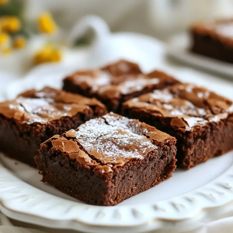 To make gooey gingerbread brownies, you need: - 1 cup unsalted butter, melted - 1 cup packed brown sugar - 1 cup granulated sugar - 4 large eggs - 1 teaspoon pure vanilla extract - 1 cup all-purpose flour - 1/2 cup unsweetened cocoa powder - 2 teaspoons ground ginger - 1 teaspoon ground cinnamon - 1/2 teaspoon ground nutmeg - 1 teaspoon baking powder - 1/2 teaspoon salt - 1/2 cup unsweetened applesauce - 1/4 cup molasses - Optional: powdered sugar for dusting You can swap some ingredients for different flavors or dietary needs: - Use coconut oil instead of butter for a dairy-free option. - Replace granulated sugar with coconut sugar for a lower glycemic index. - Applesauce can be swapped with mashed banana for a fruity twist. - For gluten-free brownies, use almond flour or a gluten-free blend instead of all-purpose flour. Choosing great ingredients makes a big difference in flavor: - Buy unsalted butter for better control over salt levels. - Use pure vanilla extract, not imitation, for a richer taste. - Choose high-quality cocoa powder for a deep chocolate flavor. - Check the freshness of your spices; ground spices lose flavor over time. - Look for molasses that is thick and dark, which adds depth to your brownies. {{ingredient_image_2}} 1. Preheat your oven to 350°F (175°C). 2. Grease a 9x13 inch baking pan with butter or spray. You can also line it with parchment paper. This makes it easy to lift out the brownies later. 3. In a large bowl, mix the melted butter, brown sugar, and granulated sugar. Whisk them until creamy. 4. Crack the eggs into the bowl one at a time. Mix well after each egg. Add the vanilla extract and stir until smooth. 5. In a separate bowl, sift the flour, cocoa powder, ginger, cinnamon, nutmeg, baking powder, and salt together. This helps blend the dry ingredients. 6. Gradually add the dry mix to the wet mix. Use a spatula to fold gently. Stop mixing when just combined; it should be thick and slightly lumpy. 7. Fold in the applesauce and molasses. This gives the brownies a rich flavor. Mix until everything is smooth. 8. Pour the brownie batter into your prepared baking pan. Use a spatula to spread it evenly. 9. Bake in the preheated oven for 25-30 minutes. Check with a toothpick; it should come out with a few moist crumbs, not wet batter. 10. Let the brownies cool in the pan for about 10 minutes. Use the parchment paper to lift them out. Place them on a wire rack to cool completely. 11. Once cool, cut the brownies into squares. If you like, dust them with powdered sugar for a festive look. 12. For a special treat, serve warm brownies with vanilla ice cream and caramel sauce. A sprinkle of cinnamon or chopped candied ginger on top adds a nice touch. To get that perfect gooey texture in your brownies, follow these steps: - Use the Right Ingredients: The combination of butter, brown sugar, and molasses gives moisture. - Don’t Overmix: When you mix the dry and wet ingredients, stir until just combined. - Check Baking Time: Bake until a toothpick shows a few moist crumbs. It should not be dry. - Cool Properly: Let the brownies cool in the pan for ten minutes. This helps set the gooey center. Here are some common mistakes that can ruin your brownies: - Overbaking: Keep an eye on the time. Remove them from the oven as soon as they are done. - Too Much Flour: Make sure to measure your flour correctly. Too much can lead to dry brownies. - Skipping the Parchment: Use parchment paper to help lift brownies out easily. - Not Letting Them Cool: Cutting them too soon can make them fall apart. Give them time! Using the right tools can make baking easier: - Mixing Bowls: A large, sturdy bowl is best for mixing. - Whisk: A whisk helps blend your ingredients well. - Spatula: Use a spatula for folding in dry ingredients gently. - 9x13 Inch Baking Pan: This size is perfect for even baking. - Parchment Paper: This helps with easy removal and cleanup. These tips will help you create the most delicious gooey gingerbread brownies. Enjoy every bite! Pro Tips Use Room Temperature Ingredients: Ensure your eggs and butter are at room temperature for a smoother batter and better emulsion. Don’t Overmix: Mixing too much can lead to tough brownies. Fold the ingredients gently until just combined. Test for Doneness: A toothpick should come out with moist crumbs, not wet batter. This ensures your brownies remain fudgy inside. Experiment with Toppings: Enhance the flavor by adding crushed nuts, chocolate chips, or a drizzle of chocolate ganache on top before serving. {{image_4}} You can customize these brownies to fit your taste. Add in some chocolate chips for extra gooeyness. Nuts like walnuts or pecans add a nice crunch. For a spicier kick, try adding a pinch of cayenne pepper. You can also mix in dried fruits like cranberries or cherries for a tart contrast. If you need a gluten-free version, swap the all-purpose flour with a gluten-free blend. Many blends work well, but ensure it includes xanthan gum. For a dairy-free option, use coconut oil instead of butter. You can also choose plant-based eggs or applesauce to replace eggs. During the holidays, you can switch up the spices to match the season. Use pumpkin spice mix in place of ginger and cinnamon for a fall twist. For Christmas, try adding peppermint extract instead of vanilla. You can also top the brownies with festive sprinkles or crushed candy canes for a holiday look. To keep your gooey gingerbread brownies fresh, let them cool first. Once they cool, place them in an airtight container. This helps lock in moisture and keeps them soft. You can store them at room temperature for up to four days. If you want to keep them longer, consider refrigerating them. Just remember to wrap them tightly to avoid drying out. Freezing is a great way to save brownies for later. Cut them into squares before freezing. Wrap each piece in plastic wrap, then place them in a freezer bag. This makes it easy to grab one when you need a treat. They can last in the freezer for up to three months. When you’re ready to enjoy, just thaw them in the fridge overnight or at room temperature for a few hours. To enjoy your brownies warm, preheat your oven to 350°F (175°C). Place the brownies on a baking sheet. Heat for about 10 minutes or until warm. You can also microwave them for 15-20 seconds. This method works well for a quick fix. For extra indulgence, top with a scoop of ice cream or a drizzle of caramel sauce before serving. Yes, you can substitute some ingredients. If you need a dairy-free option, use vegan butter instead of unsalted butter. Applesauce can replace some eggs for a vegan version. You can also use coconut sugar in place of brown sugar for a different sweetness. However, be aware that these changes might alter the taste and texture slightly. To check if your brownies are done, insert a toothpick into the center. If it comes out with a few moist crumbs, your brownies are ready. Avoid wet batter on the toothpick. The edges should look set but the center can remain soft. This ensures a gooey texture. These brownies can last for up to five days at room temperature. Store them in an airtight container to keep them fresh. You can also freeze them for up to three months. Just wrap them tightly in plastic wrap and then in foil before freezing. Thaw them at room temperature when you’re ready to enjoy. This blog post covered everything from picking great ingredients to baking tips. You learned how to achieve a gooey texture and avoid common mistakes. I shared fun variations for every season and helpful storage tips. In the end, baking brownies can be simple and rewarding. With these steps and insights, you can make delicious treats any time. Enjoy your baking journey!