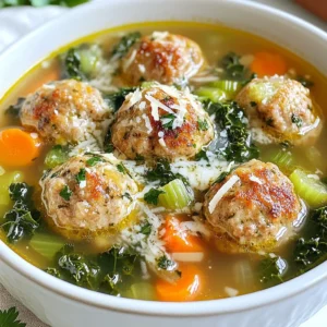 To make Classic Italian Wedding Soup, gather these ingredients: - 1 lb ground turkey or chicken - 1/2 cup grated Parmesan cheese - 1/4 cup fresh parsley, finely chopped - 1/4 cup plain breadcrumbs - 1 garlic clove, finely minced - 1/2 teaspoon salt - 1/4 teaspoon freshly ground black pepper - 8 cups chicken broth - 1 cup carrots, peeled and diced - 1 cup celery, diced - 1 cup kale, stems removed and chopped (or fresh spinach) - 1/2 teaspoon dried oregano - 1/2 teaspoon dried thyme - 1 cup small pasta (such as acini di pepe or orzo) - Additional salt and pepper, to taste - 1 tablespoon olive oil This soup is not just tasty; it is also healthy. Each serving has: - About 250 calories - 20 grams of protein - 8 grams of fat - 30 grams of carbohydrates - A good amount of vitamins from the veggies Feel free to mix things up with these optional ingredients: - Add different herbs like basil or rosemary for extra flavor. - Use ground beef or pork instead of turkey or chicken for a richer taste. - Try different greens like Swiss chard or collard greens. - Add beans for extra protein and fiber. - Use whole grain pasta for a healthier option. These choices let you make the soup fit your taste. Enjoy playing with the flavors! {{ingredient_image_2}} To start, gather your ingredients. In a large bowl, mix 1 pound of ground turkey or chicken. Add 1/2 cup of grated Parmesan cheese, 1/4 cup of fresh parsley, and 1/4 cup of plain breadcrumbs. Don't forget 1 minced garlic clove, 1/2 teaspoon salt, and 1/4 teaspoon black pepper. Use your hands to mix everything well. Once combined, roll the mixture into small meatballs, about 1 inch in size. You should make around 20 to 25 meatballs. This step is fun and quite hands-on, so enjoy it! Next, heat 1 tablespoon of olive oil in a large pot over medium heat. When the oil is hot, add the meatballs gently. Brown them for about 5 minutes, turning occasionally. This step gives your meatballs a lovely color and flavor. Once browned, take the meatballs out and set them aside. In the same pot, add 1 cup of diced carrots and 1 cup of diced celery. Saut&eacute; these vegetables for about 5 to 7 minutes until they soften. This will create a nice base for your soup. After the veggies soften, pour in 8 cups of chicken broth. Bring the broth to a gentle simmer over medium-high heat. Once the broth simmers, return the browned meatballs to the pot. Add 1/2 teaspoon of dried oregano and 1/2 teaspoon of dried thyme. Taste and add extra salt and pepper if needed. Now, stir in 1 cup of small pasta, like acini di pepe or orzo. Cook it according to the package instructions, usually about 8 to 10 minutes. During the last 2 minutes of cooking, add 1 cup of chopped kale or fresh spinach. Stir well to mix the greens into the soup. After everything cooks just right, taste the soup. Adjust the seasoning if necessary. Serve the soup hot in bowls, garnished with extra Parmesan if you like. Enjoy your classic Italian wedding soup! To make great meatballs, start with a good mix. Use ground turkey or chicken for lean flavor. Add in grated Parmesan, parsley, breadcrumbs, minced garlic, salt, and pepper. Mix until just combined. Don't overwork the meat; this keeps them tender. Roll the mixture into small balls, about one inch wide. You should get around 20 to 25 meatballs. Taste is key in this soup. Start with the basics: salt and pepper. After cooking the soup, taste it. If it needs more flavor, add a pinch of salt or pepper. Fresh herbs can elevate the taste. You can also add a splash of lemon juice for brightness. If you like heat, consider adding a little crushed red pepper. Serve the soup hot in rustic bowls. A sprinkle of extra Parmesan adds flavor and looks nice. Fresh parsley gives a burst of color. You can drizzle olive oil on top for a rich finish. Pair it with crusty bread for a complete meal. Enjoy this warm, hearty dish any time of year! Pro Tips Use Fresh Herbs: Fresh parsley adds a vibrant flavor to the meatballs and the soup, enhancing the overall taste. If you have it, consider adding fresh thyme or oregano as well for a more aromatic experience. Don't Overcook the Pasta: To ensure your pasta retains a perfect texture, cook it until just al dente. Remember that it will continue to cook slightly after being added to the hot broth. Adjust the Greens: Feel free to mix and match your leafy greens. Spinach wilts quickly, while kale holds its texture better, so adjust based on your preference and what you have on hand. Make It Ahead: This soup can be made in advance and stored in the fridge for up to three days. The flavors meld beautifully over time, but you may need to add a splash of broth when reheating. {{image_4}} You can swap the ground turkey or chicken for beef or pork. Both meats give a richer taste. Ground beef adds a hearty flavor. Pork meatballs bring a sweet note. Adjust the seasonings slightly to balance the flavor. You can use the same steps to prepare the meatballs. To make this soup vegetarian, use plant-based meat. You can find many great brands at the store. For a vegan version, skip the cheese or use a vegan substitute. Use vegetable broth instead of chicken broth. Add more vegetables, like mushrooms or bell peppers, for extra flavor. This way, you keep the soup hearty and satisfying! If you want to change the pasta, try different shapes. Small shells or ditalini work well too. You can also use gluten-free pasta for a gluten-free option. Cook it separately if you want to keep the soup gluten-free. This helps avoid mushy pasta in your soup. To keep your Italian wedding soup fresh, let it cool first. Use an airtight container. You can store it in the fridge for up to three days. Always label your container with the date. This helps you track how long it's been stored. If you want to eat it later, freezing is a great option. For longer storage, freeze the soup. Use freezer-safe bags or containers. Leave some space for the soup to expand as it freezes. It keeps well for up to three months. To prevent freezer burn, remove as much air as possible. Remember to label your containers with the date and contents. When you are ready to enjoy your soup, thaw it in the fridge overnight. Heat it on the stove over low to medium heat. Stir it often to ensure even heating. If the soup is too thick, add a bit of broth or water. You can also reheat it in the microwave. Use a microwave-safe bowl and cover it loosely. Heat in short intervals, stirring in between. Enjoy your warm, hearty meal! Italian Wedding Soup is not about weddings. The name comes from the word "marriage," which means the mix of flavors. It brings together rich broth, meatballs, and greens. This dish has roots in Southern Italy, where family meals are important. Immigrants brought it to America, where it became popular. Each cook adds their own twist, making it a true family favorite. Yes, you can use a slow cooker for this soup. Start by making the meatballs as usual. Brown them in a pan, then add them to the slow cooker. Put in the broth, veggies, herbs, and pasta. Cook on low for 6 to 8 hours. You will have a warm, tasty meal waiting for you. To make the soup gluten-free, swap out the breadcrumbs for gluten-free options. You can use ground nuts or gluten-free breadcrumbs. Also, check your pasta. Use gluten-free pasta varieties like rice or corn pasta. With these changes, enjoy a delicious gluten-free Italian Wedding Soup. If you want to change it up, spinach is a great choice. You can also use Swiss chard, arugula, or collard greens. Each green adds a unique taste. Feel free to mix and match to find your favorite combination. This blog post provides a clear guide to making classic Italian Wedding Soup. You learned about the key ingredients, cooking steps, and tips for perfect meatballs. I also shared ways to customize the soup and variations to fit your needs. Storing and reheating tips will help you enjoy leftovers, too. Remember, cooking is about creativity. Feel free to experiment with flavors and ingredients. Enjoy making this comforting dish for family or friends!