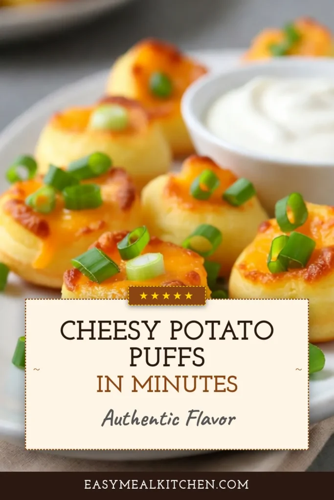 Elevate your snack game with these cheesy mashed potato puffs that are irresistibly crispy and full of flavor. This crispy potato puffs recipe combines creamy mashed potatoes, sharp cheddar, and parmesan, creating delightful mashed potato snacks that everyone will adore. Perfect for parties or as a fried cheesy puffs treat, these potato cheese balls are a must-try! Click to discover this easy recipe and save for later! #CheesyPuffs #MashedPotatoSnacks #PotatoCheeseBalls #CrispyPuffs