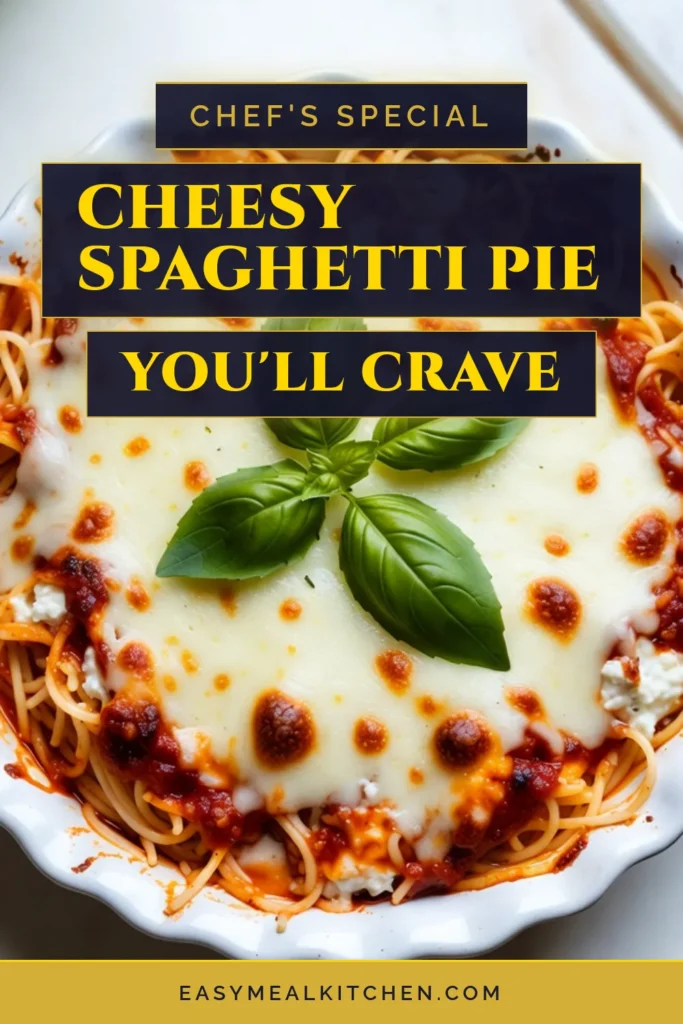 Indulge in the ultimate comfort food with this Cheesy Spaghetti Pie recipe! This easy cheesy pasta dish combines tender spaghetti, creamy ricotta, and bubbly mozzarella for a delightful baked spaghetti with cheese. Perfect for family dinners or gatherings, this Cheesy Spaghetti Pie is a delicious way to enjoy pasta. Try it today and savor every bite! Save this recipe for your next meal! #CheesySpaghettiPie #PastaLovers #ComfortFood #EasyRecipes
