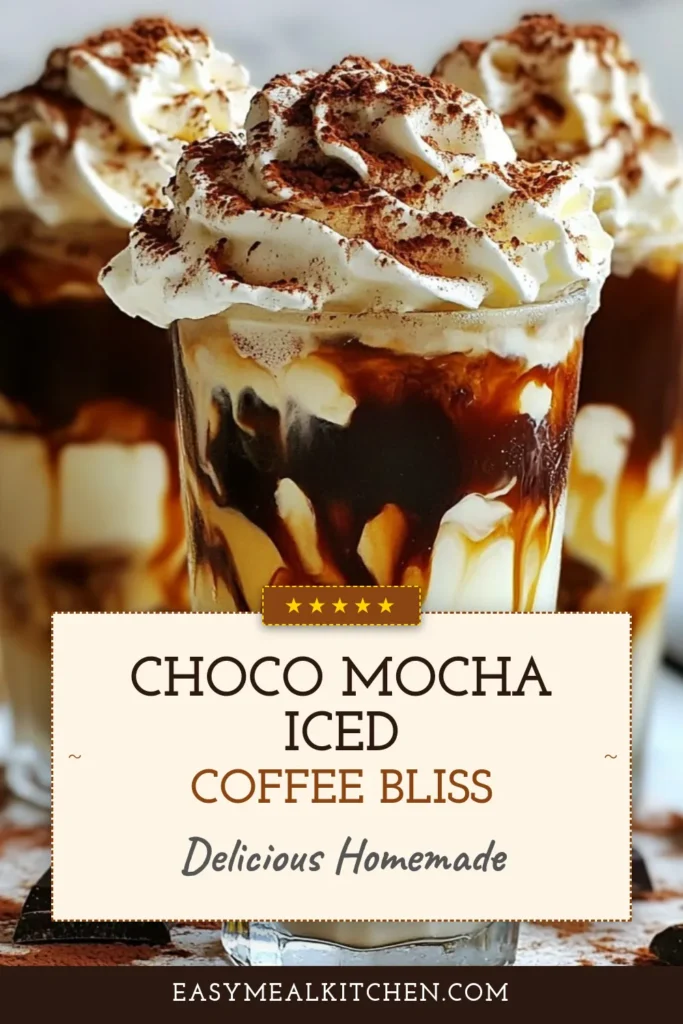 Indulge in a refreshing Choco-Mocha iced coffee recipe that’s perfect for summer! This homemade iced coffee combines strong brewed coffee with rich chocolate syrup, making it a delightful chilled coffee drink. Top it off with whipped cream and chocolate shavings for an extra treat. Perfect for coffee lovers seeking new summer coffee recipes! Try this recipe today and elevate your coffee game. Don't forget to save it for later! #IcedCoffee #SummerDrinks #ChocoMocha #CoffeeRecipes