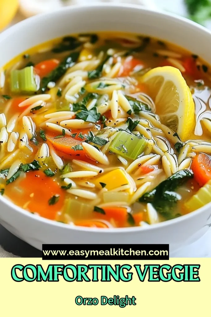 Warm up with this hearty vegetable orzo soup, perfect for any night of the week! This comforting vegetable soup is loaded with fresh veggies and orzo pasta, making it a deliciously healthy soup recipe. Follow this easy orzo pasta soup recipe for a satisfying meal that packs flavor in every bite. Save this recipe for a cozy night in and enjoy the goodness of homemade soup. #VegetableOrzoSoup #HealthySoupRecipes #ComfortFood #SoupRecipe