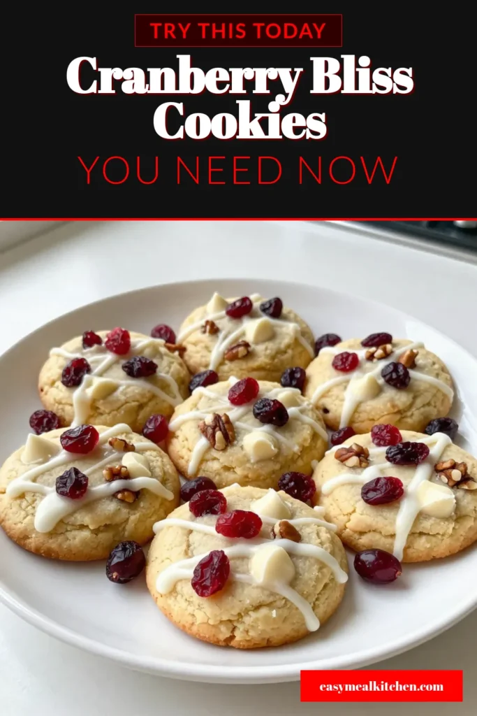 Indulge in the delightful flavor of White Chocolate Cranberry Cookies, the ultimate holiday treat! These chewy cranberry cookies combine velvety white chocolate and tart cranberries, making them the best cranberry bliss cookies you'll ever bake. Try this simple white chocolate chip cookies recipe for your holiday cookie recipes collection. Perfect for sharing or savoring yourself! Save this recipe and make your holidays sweeter today! #CranberryCookies #HolidayBaking #CookieRecipes #WhiteChocolate