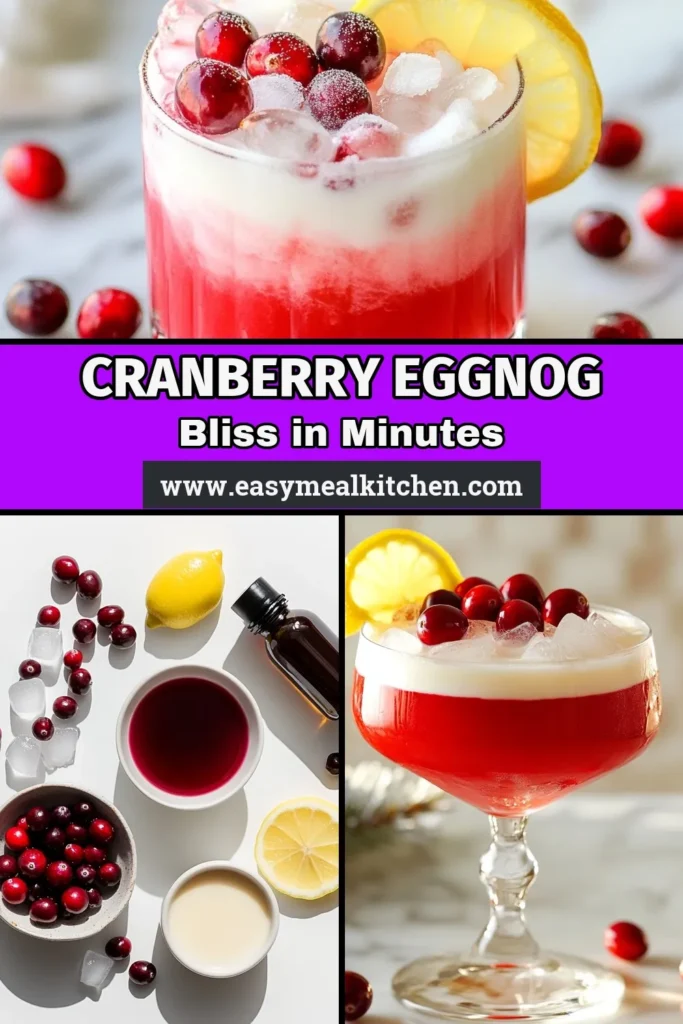 Get ready to impress your holiday guests with this delightful Cranberry Eggnog cocktail! This easy holiday cocktail recipe comes together in just 5 minutes, blending tart cranberry juice with creamy eggnog for a perfect winter drink. Whether you're looking for festive drink ideas or exploring unique cranberry juice recipes, this cocktail will elevate your celebrations. Don’t miss out—try it today and save this recipe for your holiday gatherings! #CranberryEggnog #HolidayCocktail #WinterCocktails #FestiveDrinks