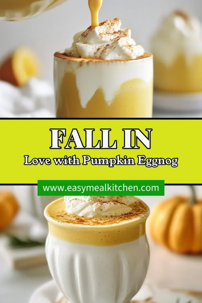 Indulge in the festive spirit with this creamy homemade eggnog recipe! Our Pumpkin Spice Eggnog combines the rich flavors of fall with the smoothness of traditional holiday eggnog drinks. Perfect for gatherings, this pumpkin flavored beverage is sure to be a crowd-pleaser. Try this delightful pumpkin spice eggnog recipe today and make your holidays even more special. Save this yummy recipe for later! #PumpkinSpice #Eggnog #HolidayDrinks #PumpkinFlavors