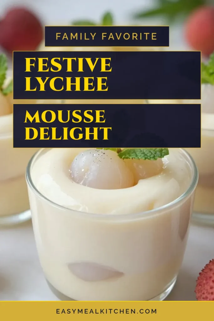 Discover the perfect festive treat with this easy Lychee mousse recipe, ideal for your holiday gatherings! This delightful Christmas dessert combines smooth lychee puree with whipped cream and mascarpone for a light, airy texture. Impress your guests with this stunning mousse that features fresh mint and optional edible glitter. Elevate your holiday dessert game with this must-try recipe! Save and share your creations! #LycheeMousse #ChristmasDessertIdeas #EasyHolidayDesserts #FestiveMousseRecipes