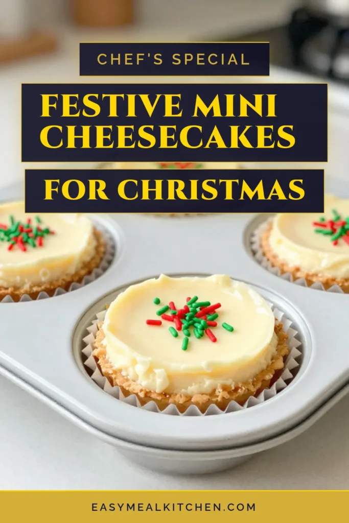 Indulge in the magic of the season with these Mini Christmas Cheesecakes, the perfect festive dessert idea for your holiday gatherings. This easy mini cheesecake recipe is a no-bake Christmas dessert that will wow your guests and make your celebrations sweeter. With a creamy filling and a delightful graham cracker crust, these mini treats are sure to impress. Try this holiday cheesecake recipe today and spread the cheer! #MiniChristmasCheesecakes #FestiveDessertIdeas #EasyMiniCheesecakes #NoBakeChristmasDesserts