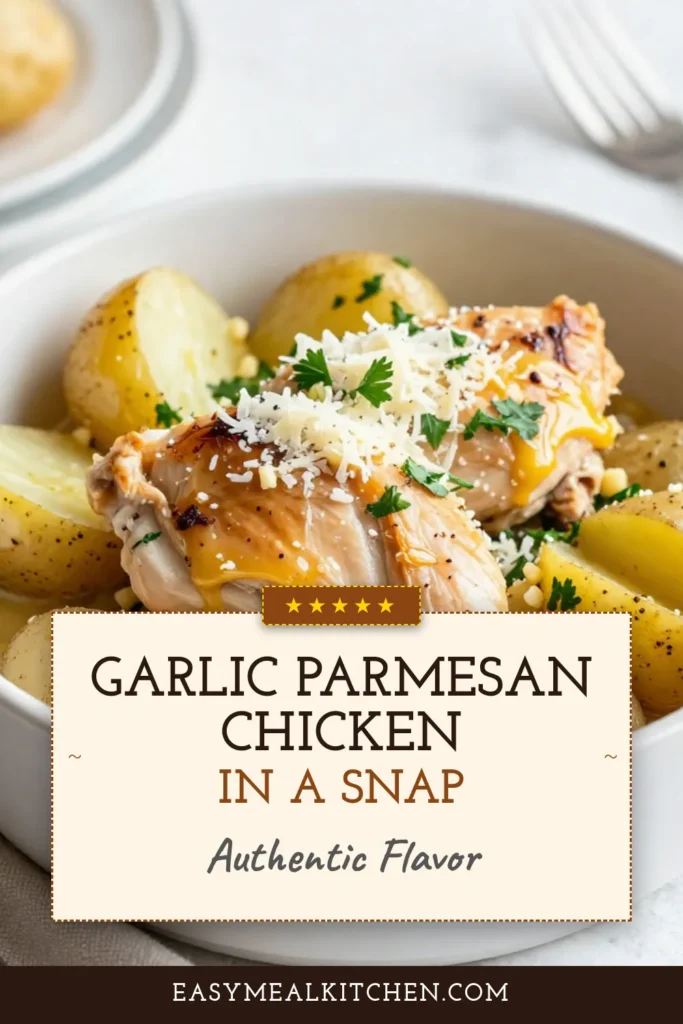 Discover the ultimate Crockpot chicken recipe with this Garlic Parmesan Chicken & Potatoes dish! Perfect for busy nights, this easy chicken and potatoes comfort food recipe combines tender chicken breasts and flavorful baby potatoes, all cooked in one slow cooker. Enjoy a hassle-free meal that's packed with taste! Try it today and make weeknight dinners simpler and delicious. Save this for your next slow cooker dinner idea! #CrockpotChicken #ComfortFood #EasyRecipes #SlowCookerMeals