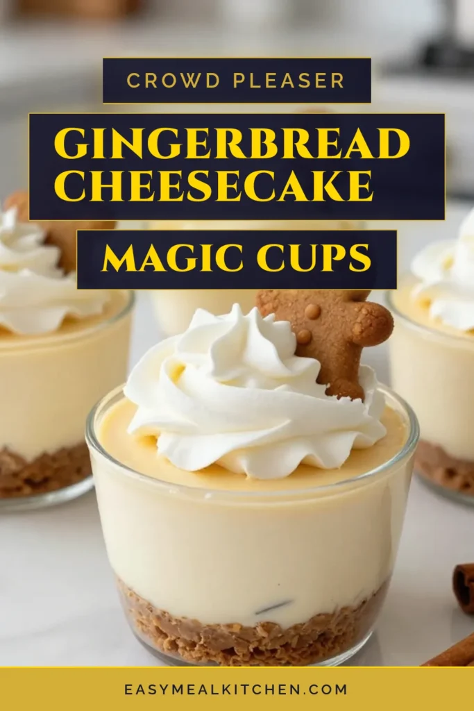 Indulge in the festive spirit with these delightful gingerbread cheesecake cups! This no-bake gingerbread dessert is perfect for holiday gatherings and a unique twist on a classic treat. With a creamy filling and a crunchy gingerbread cookie crust, these mini cheesecake cups are sure to impress your guests. Try this festive cheesecake recipe for a show-stopping gingerbread cookie dessert. Save it for your holiday baking! #GingerbreadCheesecakeCups #NoBakeDessert #MiniCheesecakeCups #FestiveCheesecake