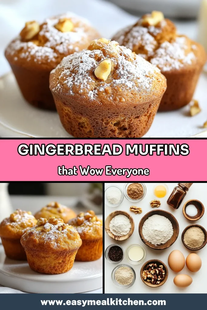 Indulge in the cozy flavors of the season with these soft gingerbread muffins! This easy holiday muffin recipe features a delightful blend of spices and a homemade gingerbread base, perfect for sharing with family and friends. Moist, flavorful, and incredibly inviting, they're the ideal spiced muffin recipe for any gathering. Try this soft gingerbread recipe today and make your holidays special! Save for later! #GingerbreadMuffins #HolidayBaking #SpicedMuffins #HomemadeGingerbread