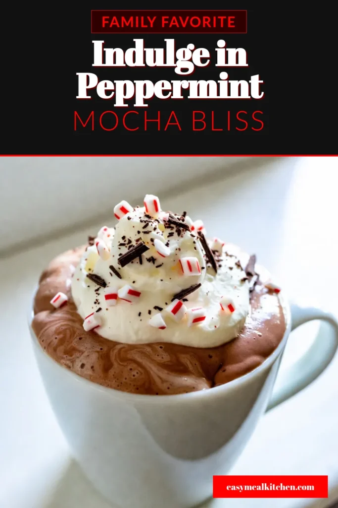 Warm up your winter with this delicious peppermint mocha latte recipe! This homemade peppermint mocha combines strong coffee with creamy milk, rich cocoa powder, and a touch of peppermint extract for a festive coffee drink that's perfect for the holidays. It's an easy mocha latte you can whip up in just 10 minutes. Treat yourself to this delightful peppermint coffee recipe today! Save this for your holiday coffee inspiration! #PeppermintMocha #FestiveDrinks #MochaLatte #CoffeeRecipes
