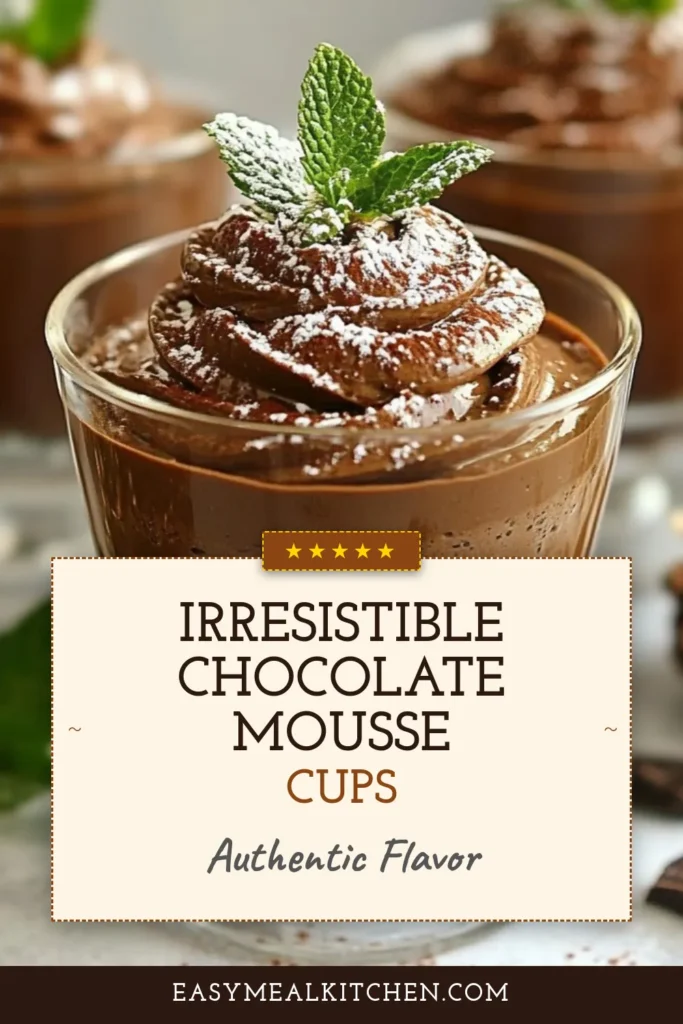Indulge in these decadent Christmas chocolate mousse cups, the perfect festive holiday dessert! This easy chocolate mousse recipe features rich chocolate and a light, airy texture that will impress your guests. With a simple method, you can create a luxurious treat that’s ideal for Christmas celebrations. Try this delightful chocolate dessert today and elevate your holiday gatherings! #ChristmasChocolateMousse #DecadentChocolateDessert #EasyChocolateMousse #FestiveDesserts