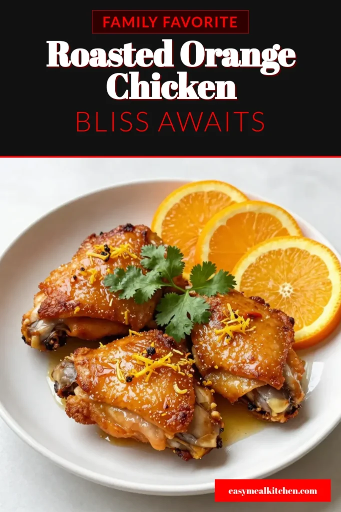 Discover the deliciousness of this Sweet and Savory Roasted Orange Chicken Recipe! Perfectly marinated with a honey soy marinade, these easy citrus chicken thighs will become your go-to for a quick and satisfying dinner. Enjoy a gluten-free orange chicken option by swapping in coconut aminos. Elevate your meals tonight with this flavorful dish that everyone will love. Click to save and try it! #RoastedOrangeChicken #CitrusChicken #EasyDinner #GlutenFreeCooking