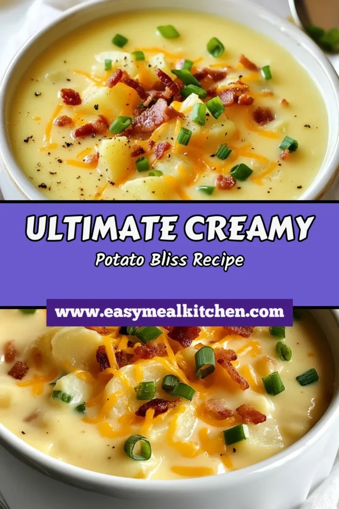 Indulge in this creamy potato soup that’s a comforting delight! Our loaded potato soup recipe features tender russet potatoes, sharp cheddar cheese, and an optional crispy bacon topping for extra flavor. Perfect for a cozy night in, this easy potato soup can also be made healthier by substituting ingredients. Try this delicious potato soup with cheese today and warm up your soul! Save the recipe now! #LoadedPotatoSoup #EasyPotatoSoup #HealthySoupRecipe #ComfortFood