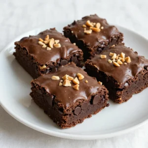 To make fudgy chocolate peanut butter brownies, you will need: - 1 cup creamy peanut butter - 1 cup granulated sugar - 1/2 cup light brown sugar, packed - 4 large eggs - 1 teaspoon vanilla extract - 1 cup all-purpose flour - 1/2 cup unsweetened cocoa powder - 1/4 teaspoon salt - 1 cup dark chocolate chips - 1/2 cup chopped peanuts (optional for garnish) You can swap some ingredients if needed. For a nut-free version, use sun butter instead of peanut butter. If you want to lower sugar, try using coconut sugar. You can also use applesauce as an egg substitute. Just use 1/4 cup of applesauce for each egg. If you want gluten-free brownies, use almond flour or a gluten-free flour blend instead of all-purpose flour. Using high-quality ingredients makes a big difference. Fresh peanut butter adds creaminess and flavor. Choose dark chocolate chips with at least 60% cocoa for a rich taste. Fresh eggs help create a smooth batter. Good cocoa powder deepens the chocolate flavor. Always use fresh flour and sugar for the best texture. Quality ingredients lead to fudgy, delicious brownies that impress everyone! {{ingredient_image_2}} First, set your oven to 350&deg;F (175&deg;C). This heat helps the brownies bake just right. Grab a 9x9 inch baking pan. You can grease it lightly or line it with parchment paper. This way, the brownies come out easily. In a big bowl, add 1 cup of creamy peanut butter, 1 cup of granulated sugar, and 1/2 cup of light brown sugar. Use a hand mixer or whisk to mix them well. Aim for a smooth and creamy mix. This is the base of your brownies. Next, add 4 large eggs to the peanut butter mix. Do this one at a time. Mix well after each egg. Then, add 1 teaspoon of vanilla extract. Stir until everything blends nicely. This adds flavor and richness to your brownies. In another bowl, sift together 1 cup of all-purpose flour, 1/2 cup of cocoa powder, and 1/4 teaspoon of salt. Slowly add this dry mix to the wet mix. Stir gently until just combined. Be careful not to overmix. This keeps your brownies fudgy. Now, fold in 1 cup of dark chocolate chips. Make sure they spread out evenly in the batter. Each bite will have that rich chocolate flavor you love. Pour the brownie batter into your prepared pan. Use a spatula to smooth the top. Place the pan in the oven. Bake for 25-30 minutes. To check if they are done, insert a toothpick into the center. It should come out with a few moist crumbs. Once they are baked, take the pan out of the oven. Let the brownies cool completely in the pan. This step is key for easy cutting. When cooled, cut them into squares and serve. Enjoy your fudgy chocolate peanut butter brownies! To make your brownies super fudgy, follow these tips. Use the right ratio of peanut butter, sugar, and eggs. This recipe uses one cup of peanut butter and four eggs, which helps create a rich texture. Don't overmix the batter; mix just until combined. This keeps the air out and helps the brownies stay dense. Bake them for 25 to 30 minutes. The toothpick test is key. It should come out with a few moist crumbs, not clean. Many people make a few common mistakes. First, they overmix the batter. This adds too much air and makes brownies cake-like. Second, they forget to check the oven temperature. An oven that is too hot can dry out your brownies. Lastly, don't rush the cooling process. Cutting them too soon can lead to a messy result. Let them cool completely for the best shape and taste. Using the right tools can help you bake better brownies. Here are some essentials: - A 9x9 inch baking pan for even baking. - Parchment paper for easy removal. - A mixing bowl for blending ingredients. - A hand mixer or whisk for smooth batter. - A spatula to smooth the top before baking. These tools will help you create perfect fudgy brownies every time. Happy baking! Pro Tips Use Room Temperature Ingredients: Ensure your peanut butter and eggs are at room temperature for easier mixing and a smoother batter. Don't Overbake: For fudgy brownies, keep an eye on the baking time; they should be set around the edges but slightly soft in the center. Chill Before Serving: For enhanced flavor and texture, refrigerate the brownies for a few hours before cutting them into squares. Experiment with Mix-Ins: Feel free to add your favorite nuts, chocolate chunks, or even a swirl of caramel for extra flavor variations. {{image_4}} If you want to skip the nuts, it&rsquo;s easy. Use sun butter instead of peanut butter. Sun butter works well and gives a similar taste. This swap makes the brownies nut-free and safe for kids with allergies. The texture remains fudgy and rich, just like the original. You can play with flavors to make these brownies even more exciting. Add 1 teaspoon of peppermint extract for a minty kick. This change brings a fresh twist. You can also sprinkle sea salt on top before baking. The salt will balance the sweetness and enhance the chocolate flavor. For a gluten-free version, swap all-purpose flour with almond flour or coconut flour. Almond flour adds moisture and keeps the brownies fudgy. If using coconut flour, reduce the amount to 1/3 cup. Coconut flour absorbs more liquid, so you will need less. These changes allow everyone to enjoy the brownies, no matter their diet. To keep your fudgy chocolate peanut butter brownies fresh, store them in an airtight container. This prevents air from drying them out. Place a piece of parchment paper between layers to stop sticking. Keep your container in a cool, dry place. If you want to keep them longer, consider refrigeration. They last up to a week this way. Freezing brownies is easy. First, let them cool completely. Then, cut them into squares. Wrap each square in plastic wrap. Place the wrapped squares in a freezer bag. Squeeze out the air before sealing. This helps prevent freezer burn. You can freeze brownies for up to three months. When you&rsquo;re ready to enjoy, let them thaw in the fridge overnight. To enjoy your brownies warm, preheat your oven to 350&deg;F (175&deg;C). Place the brownies on a baking sheet. Heat them for about 10 minutes. This makes them soft and gooey again. You can also microwave them for 15 to 20 seconds. This is a quick way to warm them up. Enjoy your fudgy chocolate peanut butter brownies fresh and warm! You can tell when the brownies are done by checking the center. Insert a toothpick into the middle. If it comes out with a few moist crumbs, the brownies are ready. If the toothpick has wet batter on it, they need more time. Bake for 25 to 30 minutes for best results. Yes, you can use natural peanut butter. Just make sure it is creamy. Natural peanut butter may make the brownies a bit less sweet. You might want to adjust the sugar slightly. To make these brownies vegan, swap the eggs for flax eggs. Mix 1 tablespoon of flaxseed meal with 2.5 tablespoons of water for each egg. Let it sit until it thickens. Use dairy-free chocolate chips instead of regular ones. The best way to cut brownies is to use a sharp knife. Dip the knife in hot water. Wipe it dry before cutting. This helps create clean edges. Cut them into squares while they are still in the pan for easy handling. To make delicious brownies, we covered key ingredients and their quality. We explored step-by-step instructions, focusing on mixing and baking for the perfect texture. Tips helped avoid common mistakes and suggested tools to use. Variations gave you options to match your taste. Finally, we discussed storage to keep them fresh. Remember, great brownies come from good choices and careful baking. Enjoy your next batch, and don't hesitate to experiment!