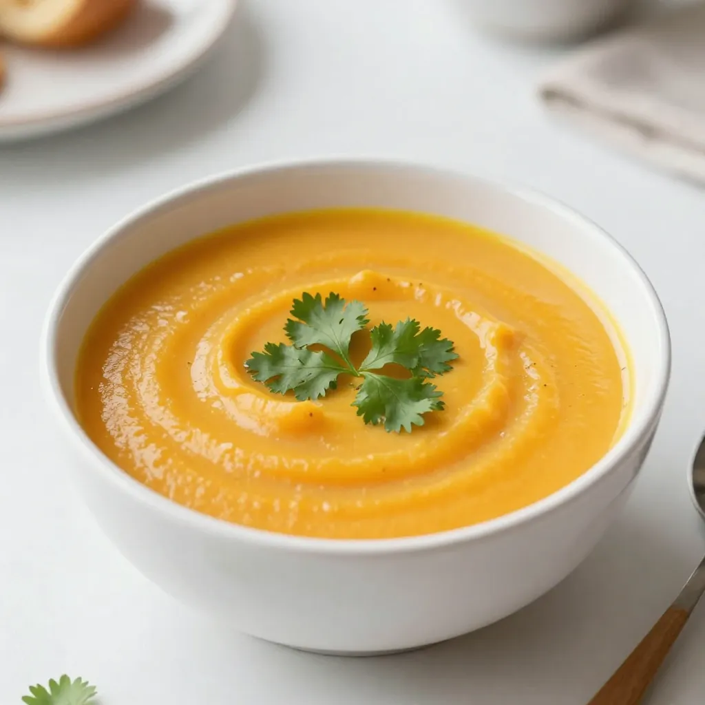 To make this rich butternut squash soup, gather the following ingredients: - 1 medium butternut squash, peeled and cubed - 1 large onion, finely chopped - 2 cloves garlic, minced - 2 carrots, peeled and diced - 2 stalks celery, trimmed and diced - 4 cups vegetable broth (preferably low-sodium) - 1 cup full-fat coconut milk - 1 teaspoon ground ginger - 1 teaspoon ground cumin - ½ teaspoon ground nutmeg - Salt and freshly cracked black pepper, to taste - 2 tablespoons extra-virgin olive oil - Fresh cilantro or parsley, finely chopped, for garnish You can change some ingredients if needed. Here are some ideas: - Use chicken broth instead of vegetable broth for a richer flavor. - Swap coconut milk with heavy cream for a different taste and texture. - Try sweet potatoes or carrots if you don't have butternut squash. - Use shallots instead of onions for a milder flavor. This soup can fit many diets: - Vegan: Use vegetable broth and coconut milk. - Gluten-Free: All ingredients are gluten-free. - Nut-Free: This recipe is nut-free, making it safe for those with allergies. - Low-Calorie: Use light coconut milk or reduce the amount of oil for fewer calories. {{ingredient_image_2}} First, gather all your ingredients. You will need: - 1 medium butternut squash, peeled and cubed - 1 large onion, finely chopped - 2 cloves garlic, minced - 2 carrots, peeled and diced - 2 stalks celery, trimmed and diced - 4 cups vegetable broth - 1 cup full-fat coconut milk - 1 teaspoon ground ginger - 1 teaspoon ground cumin - ½ teaspoon ground nutmeg - Salt and black pepper - 2 tablespoons extra-virgin olive oil - Fresh cilantro or parsley for garnish Next, peel the butternut squash. Cut it into cubes. Then, chop the onion, garlic, carrots, and celery. Heat the olive oil in a large pot over medium heat. Once it is hot, add the onion, carrots, and celery. Sauté these for about 5-7 minutes. Stir them until they soften and smell good. After that, add the minced garlic, ginger, cumin, and nutmeg. Cook this mix for one more minute. Keep stirring to avoid burning the garlic. Now, it’s time to add the butternut squash. Mix it well with the veggies. Pour in the vegetable broth and bring everything to a boil. Once it boils, turn down the heat. Cover the pot and let it simmer for 20-25 minutes. The squash should be fork-tender when done. After cooking, you can puree the soup. If you have an immersion blender, use it directly in the pot. Blend until smooth. If not, ladle the soup into a regular blender in batches. Blend each batch and return it to the pot. Finally, stir in the coconut milk until mixed well. Taste the soup and add salt and black pepper as you like. Heat gently over low heat until warm. Do not let it boil. Serve your soup hot. Ladle it into bowls and top with fresh cilantro or parsley. Enjoy your tasty butternut squash soup! To make your soup creamy, blend it fully with an immersion blender. This gives a smooth texture. If you want a chunkier soup, blend only half. You can also add some cooked pieces of butternut squash back into the soup. This creates a nice mix of creamy and chunky. Adding spices can change the flavor of your soup. Ground ginger, cumin, and nutmeg bring warmth and depth. You can also try adding a pinch of cinnamon for sweetness. Fresh herbs like cilantro or parsley at the end add brightness. Don’t hesitate to experiment with your favorite spices! Store leftover soup in an airtight container. It stays fresh in the fridge for up to five days. For longer storage, freeze it in portions. When frozen, it can last for up to three months. To serve, thaw it in the fridge overnight and reheat on the stove. Always stir well before serving! Pro Tips Perfectly Peel: To easily peel butternut squash, microwave it for 2-3 minutes to soften the skin, making it easier to handle. Blend for Consistency: For an ultra-smooth texture, blend the soup in batches, ensuring all ingredients are well incorporated and no chunks remain. Flavor Boosting: Enhance the flavor by roasting the butternut squash before adding it to the soup; this brings out its natural sweetness. Storage Smart: This soup can be stored in the fridge for up to 5 days or frozen for up to 3 months. Reheat gently to maintain the creamy texture. {{image_4}} You can change this soup easily. Try adding vegetables like sweet potatoes or parsnips. They add sweetness and depth. You can also use leeks instead of onions for a milder taste. Spinach or kale can boost nutrition without changing the flavor much. Just add them near the end of cooking to keep them bright and fresh. Spices can change the whole soup. For heat, add a pinch of cayenne or red pepper flakes. If you love curry, try adding curry powder for a warm twist. You can also swap nutmeg for cinnamon for a sweet touch. Experimenting with spices makes this soup unique every time. This soup is naturally vegan and gluten-free if you stick to the right ingredients. Use vegetable broth instead of chicken broth. Coconut milk is a great alternative for creaminess. You can also use almond milk for a lighter option. Always check labels for gluten-free ingredients to stay safe. Enjoy this nourishing soup while meeting your dietary needs! Butternut squash packs a punch of vitamins. It is rich in Vitamin A, which helps your eyes. It also has Vitamin C, which boosts your immune system. Eating butternut squash can help with digestion too. It is high in fiber, which keeps you full and aids gut health. Plus, it has antioxidants that may help fight disease. One cup of cooked butternut squash has about 82 calories. It contains: - 22 grams of carbohydrates - 2 grams of protein - 0.2 grams of fat These macronutrients make it a healthy choice for meals. The soup is filling but not too heavy. Each serving of this soup has around 200-250 calories, depending on the coconut milk used. To make this meal complete, serve it with whole-grain bread or a salad. Adding protein, like grilled chicken or chickpeas, boosts nutrition. You can also add a side of roasted vegetables for extra vitamins. For a fun twist, try topping the soup with pumpkin seeds or croutons for crunch. This way, you get a well-rounded meal that is both tasty and good for you. You can store butternut squash soup in the fridge for about 3 to 5 days. Make sure to place it in an airtight container. This keeps it fresh and prevents any odors from mixing. Yes, you can freeze butternut squash soup! Let it cool completely before pouring it into freezer-safe bags or containers. It can last up to 3 months in the freezer. When you’re ready to enjoy it, thaw it in the fridge overnight and reheat on the stove. Butternut squash soup pairs well with many sides. You can serve it with crusty bread, a fresh salad, or even grilled cheese sandwiches. Adding a sprinkle of fresh herbs or a dollop of yogurt on top enhances the flavor and makes it look nice. Try different sides to find your favorite combo! This blog post covered how to make a great butternut squash soup. You learned about the key ingredients and possible substitutions. The step-by-step instructions made cooking easy. You also got tips for texture, flavor, and storage. Variations let you customize the soup to your taste. Lastly, we discussed its health benefits and answered common questions. Butternut squash soup is healthy, tasty, and easy to adapt. Make it your own!