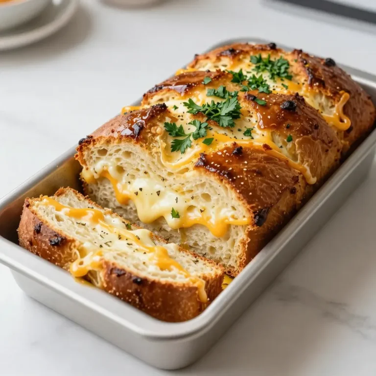 - 3 cups all-purpose flour - 2 ¼ teaspoons active dry yeast - 1 teaspoon granulated sugar - 1 teaspoon salt - 1 cup warm milk - 3 tablespoons unsalted butter - 1 ½ cups shredded mozzarella cheese - 1 cup shredded sharp cheddar cheese - 1 teaspoon garlic powder - 1 teaspoon dried oregano - ¼ cup fresh parsley - Olive oil for brushing To make Cheesy Pull Apart Christmas Bread, you need simple ingredients that create magic. First, all-purpose flour forms the base of our dough. Next, the active dry yeast helps our bread rise and become fluffy. Granulated sugar feeds the yeast, while salt adds flavor. Warm milk is crucial for activating the yeast. It should be around 110°F. Unsalted butter adds richness and helps bind everything together. For the cheesy goodness, we use shredded mozzarella and sharp cheddar cheese. Garlic powder and dried oregano bring in the warmth of flavor. Fresh parsley gives a pop of color and freshness. Finally, a touch of olive oil is needed to brush the top of the bread, making it golden and tasty. Each ingredient plays a role in the final dish. When combined, they create a bread that is both festive and satisfying. You can easily find these ingredients at your local store. {{ingredient_image_2}} To start, you need to activate the yeast. In a small bowl, mix together warm milk, sugar, and active dry yeast. Stir gently and let it sit for about 5 to 10 minutes. You should see a foamy layer on top. This foam shows the yeast is ready to use. This step is crucial for a fluffy bread. In a large mixing bowl, whisk all-purpose flour and salt together. Create a well in the center of the flour. Pour in the activated yeast mixture and melted butter. Use a wooden spoon or your hands to mix until a sticky dough forms. Then, transfer the dough to a floured surface. Next, knead the dough for about 8 to 10 minutes. You want it to be smooth and elastic. If it feels too sticky, add a little more flour. Kneading helps develop the gluten, which gives bread its nice texture. Once your dough is ready, shape it into a ball. Place it in a greased bowl, ensuring it’s lightly coated with oil. Cover the bowl with a clean cloth and let it rise in a warm spot for about 1 hour. The dough should double in size. After it has risen, gently punch it down to release the air. Roll it out on a floured surface into a rectangle, about 12 by 18 inches. Now, sprinkle garlic powder and dried oregano evenly over the dough. Next, add a generous layer of mozzarella and cheddar cheese, leaving a half-inch border around the edges. Starting from one long side, tightly roll the dough into a log shape. Once rolled, slice the log into 1-inch thick rounds. This is where the pull-apart magic happens! Arrange the dough slices in a greased loaf pan, standing them upright. They should touch each other for the best pull-apart result. Cover the pan with a cloth and let it rise again for about 30 minutes. While the dough rises, preheat your oven to 350°F (175°C). Once the dough has risen, brush the top with olive oil. Sprinkle the chopped parsley over it for extra flavor and color. Now, place the loaf pan in the oven and bake for 25 to 30 minutes. You want the bread to be golden brown and fully cooked. After baking, allow it to cool slightly in the pan. Then, pull apart the pieces and serve warm. Enjoy the cheesy goodness! To get the right texture, knead the dough until it feels smooth. You want it to spring back when poked. If the dough is too sticky, add a little more flour. Start with small amounts. The goal is a nice, soft dough that doesn’t stick to your hands. Boost the taste with herbs and spices. Try adding basil or thyme for a new twist. Garlic powder gives a nice kick, while oregano adds warmth. For cheese, you can swap mozzarella for gouda or pepper jack to mix things up. Each cheese brings its own unique flavor. When serving, keep it fun and festive. Present the bread in the loaf pan for a cozy look. Sprinkle fresh parsley on top for a pop of color. Pair it with marinara sauce for dipping. This adds a nice touch and makes it even more delicious. Pro Tips Activate Your Yeast Properly: Ensure your warm milk is at the right temperature (around 110°F) to effectively activate the yeast. If it's too hot, it may kill the yeast; if too cold, it won't activate. Don’t Rush the Rising: Allow the dough ample time to rise in a warm environment. This helps develop the flavor and texture of the bread, resulting in a fluffier and more delicious loaf. Cheese Choices Matter: Experiment with different types of cheeses! While mozzarella and cheddar are classic, adding a bit of provolone or pepper jack can elevate the flavor profile. Perfect Pull-Apart Technique: When arranging the sliced dough in the loaf pan, ensure they are snug against each other. This will create a beautiful pull-apart effect once baked. {{image_4}} You can switch up the cheeses and herbs in your pull-apart bread. Try adding gouda or pepper jack for a tasty twist. Fresh herbs like rosemary or thyme can add great flavor. Flavored oils, like garlic or chili oil, can also bring new tastes. Just brush the dough with these oils before adding cheese. Want to make a dessert version? Add sweet ingredients like cinnamon and sugar. This gives the bread a warm, cozy flavor. You can also add chocolate chips or dried fruit for a fun treat. Just replace some cheese with these sweet goodies, and you'll have a new favorite holiday snack. If you need a gluten-free version, use almond flour or a gluten-free flour blend. Adjust the yeast and rising times since gluten-free dough can act differently. You might need less liquid, too. Keep an eye on the dough; it should still rise well. This way, everyone can enjoy this festive bread! To keep your cheesy pull-apart bread fresh, store it in an airtight container. This helps keep the bread soft and tasty. Place it at room temperature, away from heat and light. Avoid the fridge, as it can dry out the bread. If you want to enjoy it for a few days, this is the best way to store it. If you want to save your bread for later, freezing is a great option. Wrap it tightly in plastic wrap, then place it in a freezer bag. This helps protect it from freezer burn. When you want to eat it, simply take it out and let it thaw at room temperature. To reheat, preheat your oven to 350°F (175°C). Place the bread on a baking sheet and heat for about 10-15 minutes. This keeps the bread warm and soft. If you want it crispy, you can bake it a bit longer. Enjoy your cheesy pull-apart bread anytime! You can tell if the yeast is active by looking for a frothy mixture. When you mix warm milk, sugar, and yeast, let it sit for 5-10 minutes. If it bubbles and grows, it is ready to use. This foamy sign shows the yeast is alive and working. Yes, you can prepare this bread ahead of time. You can mix the dough and let it rise. After the first rise, shape the dough and cover it. Refrigerate the loaf for up to 24 hours. When you are ready, let it rise again before baking. If your dough doesn’t rise, check the yeast first. Make sure your yeast is fresh and active. If the dough is too cold, place it in a warm spot. Knead the dough a bit more and let it rise longer if needed. To reheat leftover bread, wrap it in foil. Place it in a preheated oven at 350°F for about 10-15 minutes. This method keeps the bread warm and soft. You can also microwave it for about 10-15 seconds, but it may dry out. In this blog post, we explored how to make delicious homemade bread using simple ingredients. We covered every step, from activating yeast to baking and serving. I shared tips for perfecting the dough, enhancing flavors, and even storage suggestions. Making bread is fun and rewarding. With practice, you can create your favorite variations. Don't be afraid to experiment with flavors and fillings. Remember, every loaf is a chance to improve your skills. Enjoy sharing your tasty creations with friends and family!