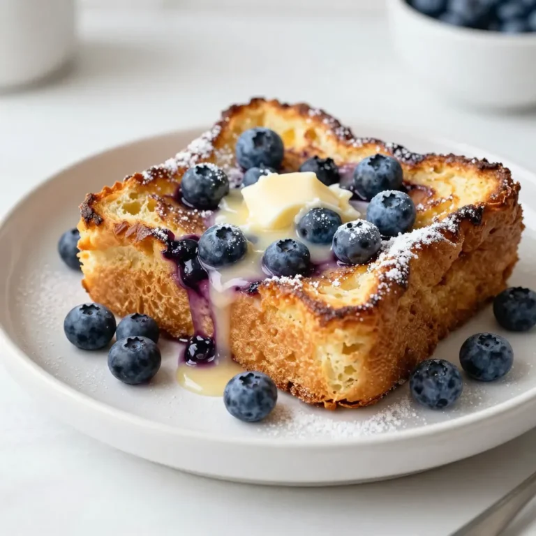 - 1 loaf of buttery brioche bread, cut into 1-inch cubes - 2 cups plump fresh blueberries, rinsed and drained - 6 large eggs, at room temperature - 2 cups whole milk, preferably warmed - 1/2 cup granulated sugar - 1 teaspoon pure vanilla extract - 1 teaspoon ground cinnamon - 1/4 teaspoon salt - 2 tablespoons unsalted butter, melted - Powdered sugar for dusting (optional) Using fresh blueberries is key. They add sweetness and a burst of flavor. Frozen blueberries can work, but they release more juice and may make the dish soggy. Choosing the right bread also matters. Brioche is rich and soft, making it perfect for this casserole. It soaks up the egg mixture well, giving you a creamy texture. If you can’t find brioche, challah is a good option too. These ingredients come together for a delicious breakfast. They create a warm, sweet dish that feels like a hug on a plate. Don't skip on the details, as they make a big difference in taste and texture! {{ingredient_image_2}} Start by making the egg mixture. In a large bowl, whisk together six eggs. Add two cups of warmed whole milk, 1/2 cup of sugar, one teaspoon of vanilla extract, one teaspoon of ground cinnamon, and 1/4 teaspoon of salt. Mix until it is smooth and frothy. Next, let's cube the brioche bread. Take a loaf of buttery brioche and cut it into 1-inch cubes. This size helps it soak up the egg mixture well. Make sure to cut evenly so every piece cooks the same. Now, it's time to add blueberries. You will need two cups of fresh blueberries. Rinse and drain them first. Gently fold the blueberries into the bread cubes, making sure they are spread out evenly. This helps each bite be full of berry goodness. Now, layer your ingredients in the greased baking dish. First, place the bread cubes in an even layer at the bottom. Then, sprinkle the blueberries over the bread. Pour the egg mixture over the bread and blueberries. Press down lightly on the bread to help it soak up the egg mixture. This step is key to getting a tasty, custardy texture. After that, drizzle two tablespoons of melted butter over the top. This adds richness and flavor. Cover the dish tightly with aluminum foil. Let it rest for about 30 minutes at room temperature. If you can, refrigerate it overnight to let the flavors mix even better. Preheat your oven to 350°F (175°C). Place the covered dish in the oven and bake it for 30 minutes. After that, remove the foil. Bake for another 15 to 20 minutes. To check for doneness, insert a toothpick into the center. If it comes out clean, the casserole is ready. You want the top to be golden brown. This gives it a nice look and a slight crunch. Once baked, let the casserole cool for a few minutes before slicing. Enjoy the deliciousness! To make sure your bread absorbs the custard, use stale brioche. Fresh bread can be too soft. Cut it into 1-inch cubes and let it sit out for a few hours. Warming your milk and eggs helps them mix better. This step makes the custard smooth and rich. Greasing your baking dish well is key. Use unsalted butter or non-stick spray. This prevents sticking and helps with easy serving. Coat the dish evenly to ensure every piece comes out nicely. For garnishing, dust your casserole with powdered sugar. It adds a sweet touch and looks great. Serve it warm with a bowl of maple syrup. The syrup complements the blueberries perfectly. Pair your casserole with a hot cup of coffee or tea. The warmth of the drink enhances the flavors. You can also add extra fresh blueberries on the side for a pop of color. Enjoy creating a beautiful breakfast spread that everyone will love! Pro Tips Use Day-Old Bread: For the best texture, use slightly stale brioche bread. This will help the bread absorb the custard mixture without becoming too soggy. Mix-in Variations: Feel free to add other fruits like raspberries or sliced bananas for a fun twist on flavors, or incorporate nuts for added crunch. Make Ahead: Preparing the casserole the night before allows the flavors to meld beautifully, making for a quick and easy breakfast option in the morning. Watch the Baking Time: Keep an eye on the casserole in the last few minutes of baking to ensure it doesn’t over-brown. You can cover it loosely with foil if needed. {{image_4}} You can change the flavor of your casserole easily. Try using strawberries or raspberries instead of blueberries. They will add a nice sweetness and color. You can also mix in nuts like pecans or walnuts for a crunch. Chocolate chips are a fun option if you want a sweeter touch. If you need a gluten-free version, use gluten-free bread. This will still give you the soft texture you want. Just make sure to check for gluten-free oats in other ingredients, if you choose to add them. To make this dish dairy-free, try using almond or oat milk instead of whole milk. You can also use a dairy-free butter. This will keep the rich taste without the dairy. If you're looking to cut back on sugar, try using a sugar substitute. Honey or maple syrup can work well. They add a nice flavor too. For a vegan version, swap the eggs with a flaxseed mixture. Mix one tablespoon of ground flaxseed with three tablespoons of water for each egg. This will help bind your casserole just like eggs do. Use plant-based milk and a vegan butter to keep it vegan-friendly. To keep your casserole fresh, store it in the fridge. Place it in an airtight container. This helps keep moisture in and prevents it from drying out. If you have a lot left, you can cover the dish tightly with plastic wrap. Just be careful not to let it touch the food. When you're ready to eat, simply reheat it in the oven or microwave. For reheating, I suggest using the oven. Preheat it to 350°F (175°C). Place the casserole in an oven-safe dish and cover it with foil. Heat for about 20 minutes. This way, the texture stays nice. You want it warm all the way through without making it soggy. You can freeze the casserole before or after baking. If you choose to freeze it before baking, assemble it as directed. Then cover it tightly with foil or plastic wrap. You can freeze it for up to three months. If you decide to freeze it after baking, let it cool completely first. Then cut it into pieces, wrap each piece, and place them in a freezer bag. This makes it easy to grab a slice later. When you're ready to enjoy your frozen casserole, thaw it in the fridge overnight. You can reheat it in the oven the same way as before. This method keeps the flavor and texture intact. Enjoy your delicious Blueberry French Toast Casserole anytime! Yes, you can prepare this casserole the night before. After you mix the bread and blueberries, pour the egg mixture over them. Then, cover the dish tightly with foil. Place it in the fridge overnight. This helps the bread soak up the custard. Before baking, let it sit at room temperature for about 30 minutes. This simple step makes sure it cooks evenly. If you don't have brioche, don't worry! You can use challah, French bread, or even whole wheat bread. Each type offers a unique taste and texture. Just cut the bread into 1-inch cubes. This will help the custard soak in well. Choose a bread that is soft and slightly sweet for the best result. Look for a golden brown top and a firm texture. After 30 minutes, remove the foil. Bake for another 15-20 minutes. Insert a toothpick into the center. If it comes out clean, your casserole is done. The edges should be puffed, and the center should not jiggle. Yes, you can use frozen blueberries for this dish. Just rinse them under cold water and drain well. Frozen blueberries may release more juice than fresh ones. This can make the casserole a bit wetter. If you like, add a touch more bread to help absorb the extra moisture. This blog post covered everything you need for a great Blueberry French Toast Casserole. We talked about essential ingredients, like fresh blueberries and the right bread. I shared step-by-step instructions for prepping, assembling, and baking. You can try fun variations or make dietary adjustments to fit your needs. In the end, with some tips for storage and serving, you’re ready to impress. Enjoy making this delicious dish for yourself and others!