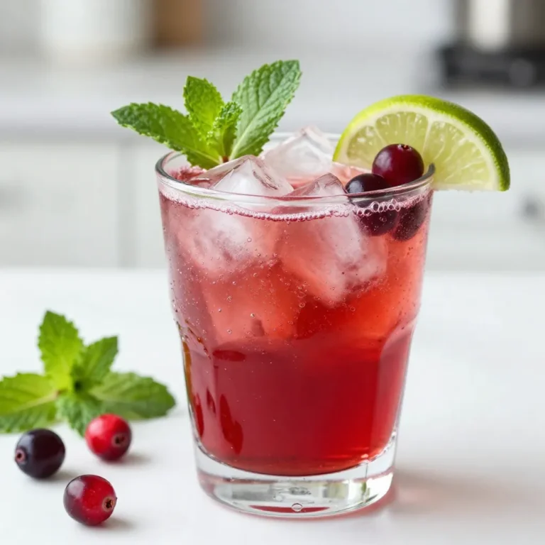 To make the perfect Mistletoe Margarita, gather these ingredients: - 1 cup fresh cranberries - 1/2 cup freshly squeezed lime juice - 1/4 cup agave syrup - 2 cups sparkling water - 1/2 cup fresh mint leaves, torn - Lime wedges and extra cranberries for garnish - Ice cubes to serve Using fresh ingredients makes a big difference in taste. Fresh cranberries add a bright, tart flavor. Fresh lime juice gives a zesty kick. For the mint, fresh leaves provide a crisp, aromatic touch. Frozen ingredients can work, but they may change the drink's texture. If you use frozen cranberries, thaw them before cooking. This way, you still get a nice flavor. When choosing ingredients, quality matters. Look for organic cranberries for the best flavor. Fresh-squeezed lime juice is key; bottled juice lacks that fresh taste. I recommend using a high-quality agave syrup, like 365 Everyday Value or Wholesome Sweeteners. For sparkling water, select a brand with no added flavors. This ensures the drink stays true to its festive roots. {{ingredient_image_2}} To start, gather your fresh cranberries. In a medium saucepan, combine them with 1/2 cup of water. Heat this mix over medium heat. Wait for it to boil gently. This takes about 10 minutes. You will see the cranberries burst and soften. When they are ready, remove the saucepan from the heat. Use a fine mesh sieve to strain the mixture into a bowl. Press down on the solids with a spoon. You want to get every drop of juice. You should have about 1 cup of bright cranberry juice. Now, it’s time to mix your drink. In a large pitcher, combine the freshly squeezed cranberry juice, lime juice, and agave syrup. Stir this mix well until the agave syrup dissolves fully. This step is key for a balanced sweetness. Next, slowly add the sparkling water to the pitcher. Gently stir to mix but be careful not to lose the fizz. Finally, take fresh mint leaves and tear them into smaller pieces. Add these to the pitcher. This adds a lovely minty touch to your drink. When you're ready to serve, grab some glasses and fill them with ice cubes. Pour the Mistletoe Margarita over the ice. This keeps it cool and refreshing for your guests. For a festive look, garnish each glass with a wedge of lime. Add a few whole cranberries on top too. This not only looks great but also adds extra flavor. Your Mistletoe Margarita is now ready to enjoy! To get the sweetness just right, use agave syrup. It blends well with lime juice and cranberry. Start with 1/4 cup for this recipe. Taste it, and if you want more sweetness, add a little more. Agave syrup is a great choice because it is less processed than other sweeteners. This helps keep the drink light and fresh. For a strong mint flavor, tear the mint leaves before adding them. This breaks the cells and releases more oils. You can also let the mint sit in the pitcher for a few minutes. This will help the mint flavor infuse the drink even more. If you prefer a milder mint taste, add the leaves just before serving. To keep the fizz in your Mistletoe Margarita, add the sparkling water last. Gently stir it in to avoid losing bubbles. Serve the drink right after mixing. If you let it sit too long, the bubbles will fade. For extra fizz, use chilled sparkling water straight from the fridge. Pro Tips Fresh Cranberries vs. Dried: Using fresh cranberries will give your Mistletoe Margarita a vibrant color and a tart flavor. Dried cranberries won’t provide the same freshness. Chill Your Glasses: For an extra refreshing drink, chill your glasses in the freezer for about 10 minutes before serving. This keeps your margarita cooler for longer. Adjust Sweetness: Feel free to adjust the amount of agave syrup according to your taste preferences. If you prefer a less sweet drink, start with less syrup and add more as needed. Mint Infusion: To enhance the mint flavor, gently bruise the mint leaves before adding them to the pitcher. This helps release their essential oils for a more aromatic drink. {{image_4}} To make a spiked Mistletoe Margarita, simply add tequila. Use about 1 to 2 ounces of your favorite tequila per serving. Pour it into the pitcher after mixing the cranberry juice, lime juice, and agave syrup. This adds a festive kick! You can also try flavored tequila, like cranberry or lime, for an extra twist. You can make this drink even more festive by adding seasonal fruits. Consider using pomegranate seeds for color and flavor. Sliced strawberries or diced apples also work well. Add them to the pitcher with the mint leaves. The fruits will add a nice touch and enhance the drink's taste. To create a mocktail version, skip the tequila and use more sparkling water. You can also add extra cranberry juice to increase sweetness. This way, everyone can enjoy a festive drink. Garnish with lime wedges and cranberries to keep it festive and fun! To store leftover Mistletoe Margarita, first, pour the drink into a container. Cover it tightly. This keeps the flavors fresh and the bubbles intact. You should store it in the fridge. It will stay fresh for up to two days. However, the longer it sits, the less fizzy it becomes. Use a glass jar or a pitcher for storage. A glass container helps keep flavors intact. Avoid plastic containers; they can absorb smells. If you have a bottle with a tight cap, that works too. Just make sure it's clean and dry before use. The fresh cranberries and lime juice last about one week in the fridge. Agave syrup can last a long time, even months. Fresh mint leaves are best used within a few days. Always check for signs of spoilage before use. When you keep these ingredients fresh, your next Mistletoe Margarita will taste great! Yes, you can make Mistletoe Margarita ahead of time. I suggest preparing the cranberry juice and mixing it with lime juice and agave syrup. You can store this mixture in the fridge for up to two days. Just add sparkling water and mint right before serving. This keeps the drink fizzy and fresh. If you do not have agave syrup, honey is a great choice. It has a similar sweetness. Maple syrup also works well, but it will add a different flavor. Use about the same amount as agave syrup, and taste to adjust the sweetness. To make Mistletoe Margarita for more people, simply multiply the ingredients. For example, for eight servings, use two cups of cranberry juice, one cup of lime juice, and half a cup of agave syrup. Just remember to keep the sparkling water separate until serving. This way, the drink stays bubbly and delightful. The Mistletoe Margarita is a perfect drink for the holidays. We covered fresh and frozen ingredients, along with brand suggestions. You learned how to mix, serve, and garnish your drink. Tips for sweetness, mint flavor, and fizz will boost your cocktail game. We even explored fun variations, like a mocktail option. Remember to store any leftovers properly. With this guide in hand, you can impress your guests and enjoy festive cheer. Make your Mistletoe Margarita shine this season!