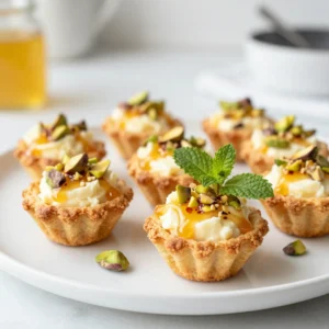 - Boursin cheese (5.2 oz, Garlic & Herb) - Shelled pistachios (1/2 cup, coarsely chopped) - Honey (1/4 cup) - Sriracha or favorite hot sauce (1 tablespoon) - Fresh lemon zest (1 tablespoon) - Phyllo pastry cups (1 package, 15 cups) - Fresh mint leaves - Pinch of salt The main ingredients for Boursin Pistachio Hot Honey Bites create a rich and tasty treat. The Boursin cheese gives a creamy base, while the pistachios add a nice crunch. Honey brings sweetness, which pairs well with the spicy hot sauce. You can use any hot sauce you like. Sriracha adds a good kick. Fresh lemon zest brightens the flavors. Phyllo pastry cups make it easy to serve. They are light and flaky, which balances the creamy filling. For garnishes, fresh mint leaves add color and freshness. A pinch of salt enhances the taste of the cheese and honey. Together, these ingredients make a great snack or appetizer that everyone will love. {{ingredient_image_2}} Preheat your oven to 375&deg;F (190&deg;C). This gets your oven hot for baking. In a medium mixing bowl, combine the Boursin cheese, chopped pistachios, lemon zest, and salt. Use a spatula to mix until everything is well-blended. This mixture brings a rich and nutty flavor. Arrange your phyllo pastry cups on a baking sheet. This provides a nice base for the bites. Use a spoon to fill each cup with the cheese mixture. Aim to fill each cup about three-quarters full. Next, prepare the hot honey. In a small saucepan over low heat, warm the honey. Stir in the sriracha until it blends well. Be careful not to boil it, as you want it warmed but not bubbling. Now, drizzle the hot honey over each filled phyllo cup. Make sure to coat them well with the sweet and spicy glaze. Transfer the baking sheet to your preheated oven. Bake for 12-15 minutes. Watch them closely until the cups turn golden brown and crispy. Once baked, take them out and let them cool for a few minutes. If you like, garnish with fresh mint leaves for a pop of color. Serve warm for the best taste. - Best practices for filling phyllo cups: Carefully spoon the cheese mixture into the cups. Fill them about three-quarters full. This keeps the filling from overflowing while baking. - How to achieve crispy pastry without burning: Bake at 375&deg;F (190&deg;C) for 12-15 minutes. Keep an eye on them as they bake. Remove when they turn golden brown. This way, you get a crisp bite without burning. - Adjusting spiciness with hot sauce: If you love heat, add more sriracha to the honey mix. Taste as you go to find your perfect level. - Suggestions for alternative toppings: Try using balsamic glaze or fresh herbs instead of hot honey. A little fruit preserves can also add a nice touch. - Platter arrangement ideas: Use a stylish platter to serve your bites. Arrange them in a circle or flower shape for a fun look. - Adding extra garnishes for appeal: Sprinkle extra chopped pistachios or fresh mint on top. This adds color and makes the dish pop! Pro Tips Choose the Right Cheese: While Boursin Garlic & Herb adds great flavor, experimenting with different cheese varieties can yield unique taste profiles. Try a cream cheese blend or another herb-infused cheese for a twist. Perfecting Phyllo Cups: To prevent the phyllo cups from getting soggy, bake them for a few minutes before adding the filling. This will help maintain their crispness even after drizzling the hot honey. Customize the Heat: Adjust the amount of sriracha in the hot honey to suit your spice tolerance. For a milder version, use a small amount or try a sweet chili sauce instead. Garnish for Flair: Fresh herbs not only add color but also enhance the flavor. Experiment with other herbs like basil or dill to complement the bites and impress your guests. {{image_4}} You can change the cheese for a new taste. Try using herb-infused cheese for a fresh twist. This adds a nice depth to your bites. If you're vegan, opt for a plant-based cream cheese. Many brands offer great flavors that mimic Boursin. Want to shake things up? Add fruit preserves or spicy salsa on top. A dollop of fig jam pairs well with the cheese. It balances the heat of the hot honey. Use your favorite salsa for extra zing. This makes every bite unique and exciting. Feel free to swap out pistachios for other nuts. Almonds or walnuts can work well in this recipe. Just chop them up like the pistachios. Each nut adds its own flavor and crunch. This way, you can customize your bites to suit your taste. To keep your Boursin Pistachio Hot Honey Bites fresh, place leftovers in the fridge. Use an airtight container to prevent them from drying out. They stay good for about three days. When you&rsquo;re ready to enjoy, check for any signs of spoilage, like off smells or changes in texture. If you want to store your bites for longer, freezing is a great option. You can freeze the phyllo cups and the filling separately. To freeze, place the phyllo cups on a baking sheet, then cover them with plastic wrap. For the filling, scoop it into a freezer-safe bag. Squeeze out extra air before sealing. They can last up to three months in the freezer. To reheat your bites, preheat the oven to 350&deg;F (175&deg;C). Place the bites on a baking sheet lined with parchment paper. Bake for about 10-12 minutes or until they are hot and crispy again. If you only have a few bites, a microwave works too, but they may lose some crunch. Enjoy your tasty treats warm! To make these bites, follow these easy steps: 1. Preheat the Oven: Set your oven to 375&deg;F (190&deg;C). 2. Combine Cheese Filling: In a bowl, mix Boursin cheese, chopped pistachios, lemon zest, and a pinch of salt. 3. Arrange Phyllo Cups: Place phyllo pastry cups on a baking sheet. 4. Fill the Cups: Spoon the cheese mixture into each cup, filling them about three-quarters full. 5. Make the Hot Honey: In a small pan, warm honey on low heat. Add sriracha and stir until mixed. 6. Drizzle Hot Honey: Pour the hot honey over the filled cups. 7. Bake: Put the baking sheet in the oven. Bake for 12-15 minutes until cups are golden brown. 8. Garnish and Serve: Let cool for a few minutes. Add mint leaves if you like. Serve warm for the best taste. Yes, you can prepare some parts ahead of time. - Filling: Make the cheese mixture and store it in the fridge. - Assembly: You can fill the cups and keep them in the fridge for a few hours. - Baking: Bake them just before serving for crispiness. This way, you can enjoy fresh bites without much hassle during your event. These bites pair well with many dishes and drinks. Here are some ideas: - Salads: A light green salad adds freshness. - Wine: Pair with a crisp white wine or a sparkling ros&eacute;. - Dips: Serve with some hummus or a tangy yogurt dip. - Crackers: Offer assorted crackers for a crunchy side. These options make your meal more enjoyable and satisfying for guests. You learned how to make Boursin Pistachio Hot Honey Bites easily. We covered the main ingredients, preparation steps, and helpful tips. You have options for variations and storage methods that fit your needs. Enjoy creating this tasty dish for any occasion. Remember, these bites impress with their rich flavors. Keep experimenting with different ingredients to find your favorite twist. Happy cooking!