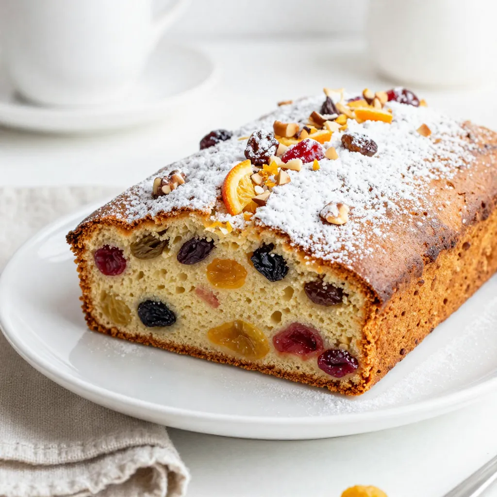 To make an Old-Fashioned German fruitcake, gather these simple ingredients: - 2 cups mixed dried fruits (such as raisins, currants, apricots, and cherries) - 1 cup candied citrus peel, finely chopped - 1 cup unsalted butter, softened to room temperature - 1 cup packed brown sugar - 4 large eggs, at room temperature - 3 cups all-purpose flour, sifted - 1 teaspoon baking powder - 1 teaspoon ground cinnamon - 1/2 teaspoon ground nutmeg - 1/4 teaspoon ground cloves - 1/4 teaspoon fine sea salt - 1 cup chopped nuts (preferably walnuts or pecans) - 1/2 cup fresh orange juice - Zest of 1 orange - Zest of 1 lemon 1. Mixed Dried Fruits: This mix adds sweetness and chewiness. Use a blend of raisins, currants, apricots, and cherries for full flavor. 2. Candied Citrus Peel: This adds a bright, tangy taste. Chop it finely so it blends well in the cake. 3. Butter and Sugar: Softened unsalted butter is key for creaming. Brown sugar gives a rich flavor. 4. Eggs, Flour, and Baking Powder: Use large eggs at room temperature for smooth mixing. Sift all-purpose flour with baking powder for a light cake. 5. Spices and Seasonings: Ground cinnamon, nutmeg, cloves, and sea salt enhance the cake’s warm flavor. 6. Nuts and Citrus Zest: Chopped walnuts or pecans add crunch. Fresh orange and lemon zest brighten the cake. Each ingredient plays a role in creating a moist, flavorful cake. As you prepare, enjoy the sweet and spicy aromas that fill your kitchen! {{ingredient_image_2}} First, gather your ingredients. You need: - 2 cups mixed dried fruits (raisins, currants, apricots, cherries) - 1 cup candied citrus peel, chopped - 1 cup unsalted butter, softened - 1 cup packed brown sugar - 4 large eggs, at room temp - 3 cups all-purpose flour, sifted - 1 teaspoon baking powder - 1 teaspoon ground cinnamon - 1/2 teaspoon ground nutmeg - 1/4 teaspoon ground cloves - 1/4 teaspoon fine sea salt - 1 cup chopped nuts (walnuts or pecans) - 1/2 cup fresh orange juice - Zest of 1 orange - Zest of 1 lemon Grease and flour a 10-inch bundt pan or a loaf pan. Preheat your oven to 325°F (160°C). This step ensures a smooth release after baking. Now, in a medium bowl, mix the dried fruits and chopped citrus peel. Pour the orange juice over this mix. Let it soak for at least one hour. This makes the fruits plump and more flavorful. In a large bowl, cream the softened butter and brown sugar. Use an electric mixer for about 3-5 minutes. The mixture should be light and fluffy. Next, add the eggs one at a time. Mix well after each addition. This keeps your batter smooth. In another bowl, whisk the sifted flour, baking powder, cinnamon, nutmeg, cloves, and salt. This helps distribute the spices evenly. Now, gently fold the dry mix into the butter and egg mixture with a spatula. Mix until just combined. Avoid overmixing, as this can make your cake dense. Add the soaked fruits, chopped nuts, orange zest, and lemon zest. Stir gently until everything is well mixed. Pour the batter into your prepared pan. Smooth the top with a spatula for an even bake. Bake in the preheated oven for 60-75 minutes. Check for doneness with a toothpick. It should come out clean when the cake is done. Once baked, take the fruitcake out of the oven. Let it cool in the pan for about 15 minutes. After that, carefully invert it onto a wire rack. This helps it cool completely. For a beautiful finish, dust the top with powdered sugar. You can also drizzle a simple glaze made from powdered sugar and a few drops of water. For extra flair, serve slices with fresh citrus or a dollop of whipped cream. Soaking dried fruits helps them become plump and juicy. I like to soak them in orange juice. Use a bowl to combine the mixed dried fruits and chopped candied citrus peel. Pour in the orange juice, then let them soak for at least 1 hour. This step makes the fruits more flavorful and moist. You can even soak them overnight for even better results. To get the right cake texture, avoid overmixing the batter. After you combine the wet and dry ingredients, use a spatula to mix gently. Fold in the soaked fruits and nuts carefully. This keeps the cake light and fluffy. Also, make sure your eggs are at room temperature. This step helps the batter blend smoothly. To enhance flavor, consider adding spices like ginger or cardamom. You can also swap out nuts for your favorites, like almonds. For a lovely finish, dust the cooled cake with powdered sugar. A simple glaze made of powdered sugar and water adds shine. Serve the slices with fresh citrus or whipped cream for a delightful touch. Pro Tips Soak the Fruits: Soaking the dried fruits in orange juice not only rehydrates them but also infuses the cake with a delightful citrus flavor, enhancing the overall taste. Room Temperature Ingredients: Ensure all your ingredients, especially eggs and butter, are at room temperature. This helps create a smoother batter and contributes to a lighter texture in the final cake. Avoid Overmixing: When combining the dry ingredients with the wet mixture, mix just until combined. Overmixing can lead to a dense cake instead of a light and fluffy one. Check for Doneness: Start checking the cake for doneness at the 60-minute mark. Insert a toothpick into the center; if it comes out clean, the cake is ready to be removed from the oven. {{image_4}} You can switch up the dried fruits in this cake. Try using dried figs, dates, or prunes. Each fruit brings its own unique flavor. For a fun twist, add dried pineapple or mango. These fruits give a tropical touch to your fruitcake. The mix of flavors adds depth and excitement to each bite. The recipe calls for walnuts or pecans, but you can use other nuts too. Almonds, hazelnuts, or cashews work great. Just chop them finely to blend well. Each nut brings a different crunch and taste. This choice can change the cake's flavor profile. Feel free to experiment with your favorites. Besides cinnamon, nutmeg, and cloves, consider adding ginger or allspice. A pinch of ground ginger adds warmth and zest. Allspice can enhance the cake's complexity. You can also try a dash of cardamom for a rich aroma. Play with spice levels to find your perfect mix. Each variation makes your fruitcake special and unique. To keep your old-fashioned German fruitcake fresh, wrap it well. Use plastic wrap or aluminum foil. You can also place it in an airtight container. This helps keep moisture in and air out. Store the cake in a cool, dark place. Avoid heat and direct sunlight. These can dry out the cake and spoil its taste. When stored properly, your fruitcake can last quite a while. It stays fresh for about one month at room temperature. If you place it in the fridge, it can last up to three months. For best taste and quality, enjoy it within these time frames. Freezing is a great way to save your fruitcake for later. First, wrap it tightly in plastic wrap. Then, add a layer of aluminum foil. This protects it from freezer burn. You can freeze the cake for up to one year. When you’re ready to eat it, thaw it in the fridge overnight. Avoid thawing at room temperature to keep it moist. Enjoy your delicious fruitcake whenever you like! German fruitcake stands out due to its rich flavors and dense texture. It often uses a mix of dried fruits, nuts, and spices. Other fruitcakes may use more candied fruits or less spice. German versions emphasize tradition and often include unique local ingredients. They are usually baked in a bundt shape, making them visually special. Fresh fruits will not work well in this recipe. Dried fruits bring sweetness and a chewy texture. They also hold their shape during baking. Fresh fruits release moisture and can make the cake soggy. If you want to add a fresh touch, serve slices with fresh fruit on the side. Check the cake after 60 minutes of baking. Insert a toothpick into the center. If it comes out clean, the cake is ready. If there is wet batter, bake for 5 to 10 more minutes. Avoid opening the oven too often, as this can change the baking time. Serve German fruitcake with a light dusting of powdered sugar. You can also drizzle a simple glaze on top. A dollop of whipped cream adds a great touch. Pair it with fresh citrus slices for a bright flavor. Enjoy it with coffee or tea for a cozy treat. In this blog post, we explored the key ingredients, step-by-step instructions, and helpful tips for making fruitcake. We discussed variations, storage info, and answered common questions. Now you have all the tools to bake a delicious fruitcake. Use your creativity and make it your own. Enjoy your baking journey and the tasty results!