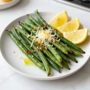 To make roasted Parmesan green beans, you need the following: - 1 pound fresh green beans, ends trimmed - 2 tablespoons extra-virgin olive oil - 1 teaspoon garlic powder - 1 teaspoon Italian seasoning blend - 1/2 teaspoon sea salt - 1/4 teaspoon freshly ground black pepper - 1/2 cup freshly grated Parmesan cheese - Zest of 1 lemon - Fresh lemon wedges, for serving (optional) You can add a few garnishes for extra flavor. Try fresh parsley or more Parmesan. These add color and taste. Lemon zest also boosts freshness. If you can&rsquo;t find fresh green beans, frozen works too. Just thaw them out first. You can swap Parmesan for another cheese, like Pecorino Romano, for a different taste. For a dairy-free option, try nutritional yeast instead of cheese. Always choose fresh, vibrant beans for the best flavor. Check for firm and bright green color. {{ingredient_image_2}} Start by preheating your oven to 425&deg;F (220&deg;C). This high heat helps the green beans become crispy. Line a large baking sheet with parchment paper. This makes cleanup easy and helps the beans roast evenly. Next, grab 1 pound of fresh green beans. Trim the ends to remove tough parts. In a big bowl, add the green beans. Drizzle 2 tablespoons of extra-virgin olive oil over them. Sprinkle in 1 teaspoon of garlic powder, 1 teaspoon of Italian seasoning, 1/2 teaspoon of sea salt, and 1/4 teaspoon of black pepper. Toss everything well. Make sure all the green beans are coated with oil and spices. Now, spread the green beans on the lined baking sheet in a single layer. Place the sheet in the oven and roast the beans for 15 minutes. This step starts to bring out their flavors. After 15 minutes, take the baking sheet out. Evenly sprinkle 1/2 cup of freshly grated Parmesan cheese over the green beans. Make sure to cover as many beans as you can. Return the sheet to the oven for another 5 to 7 minutes. Watch closely until the cheese is melted and bubbly. When the green beans are done, take them out of the oven. Sprinkle the zest of 1 lemon over the top. This adds a bright flavor that balances the rich cheese. Serve the roasted Parmesan green beans warm. You can add fresh lemon wedges on the side for extra zest. If you want a nice look, put the beans on a serving platter. You can also add a pinch of extra Parmesan and some parsley for garnish. Enjoy your crunchy, flavorful dish! To make your green beans crispy, spread them out evenly on the baking sheet. Do not overcrowd them. This allows the hot air to circulate. Use high heat, around 425&deg;F (220&deg;C), to help them roast quickly. Flip the beans halfway through cooking for even crispness. You can change the flavor by adding different spices. Try smoked paprika for a smoky kick. Lemon zest adds a bright taste, while a bit of chili powder gives heat. Mixing in nuts like almonds or walnuts can add crunch and richness. One common mistake is using old or limp green beans. Fresh beans are key for a great dish. Avoid adding cheese too early; it should melt and brown nicely at the end. Lastly, check for doneness; overcooked beans can become mushy. Pro Tips Choose Fresh Green Beans: Select bright green beans that are firm and crisp for the best flavor and texture. Avoid any that appear wilted or have brown spots. Adjust Seasoning to Taste: Feel free to tweak the garlic powder and Italian seasoning according to your palate. You can also experiment with different herbs. Don&rsquo;t Overcrowd the Baking Sheet: Ensure that the green beans are spread out in a single layer. Overcrowding can lead to steaming instead of roasting, preventing that crispy texture. Experiment with Cheese Variations: While Parmesan adds a wonderful flavor, you can also try other cheeses like Pecorino Romano or even a sprinkle of feta for a different twist. {{image_4}} You can mix in other veggies to make this dish even better. Try adding carrots, bell peppers, or zucchini. Just cut them into similar sizes as the green beans. This way, they will roast evenly. You can toss them in the same oil and spices. The result is a colorful and tasty side dish, perfect for any meal. Parmesan cheese is great, but you can switch things up. Consider using pecorino Romano for a sharper taste. Feta cheese adds a creamy texture and tang. For a milder flavor, try mozzarella. Each cheese gives a unique twist to the green beans, keeping your meals fresh and exciting. If you like some heat, add red pepper flakes. Sprinkle them on the green beans before roasting. Start with a pinch and taste as you go. This addition gives your dish a spicy kick that balances the cheese's richness. It&rsquo;s a fun way to spice things up! To keep your roasted Parmesan green beans fresh, let them cool first. Place them in an airtight container. This helps keep them crisp and tasty. You can store them in the fridge for up to three days. Make sure to use them before they lose their flavor. To reheat, preheat your oven to 350&deg;F (175&deg;C). Spread the green beans on a baking sheet. Heat them for about 10 minutes. This will help them regain some of their crunch. You can also use a microwave, but this may make them softer. If you prefer the oven, it&rsquo;s the best way to keep the texture. If you want to save them longer, you can freeze the green beans. First, let them cool completely. Then, place them in a freezer-safe bag or container. Try to remove as much air as possible. They can last in the freezer for up to three months. When you&rsquo;re ready to eat, thaw them in the fridge overnight before reheating. Yes, you can use frozen green beans. Frozen beans work well because they are picked at peak freshness. They might not be as crisp as fresh ones, but they still taste great. If using frozen, skip the initial roasting time. Roast them for about 20-25 minutes instead. This allows them to cook through and become tender. To make this dish vegan, swap the Parmesan cheese for a vegan cheese alternative. Nutritional yeast also adds a nice cheesy flavor without dairy. You can mix in some crushed nuts for extra crunch. This keeps the dish tasty and satisfying for everyone. Reheat roasted green beans in the oven for best results. Place them on a baking sheet and warm them at 350&deg;F (175&deg;C) for about 10 minutes. This helps maintain their crispiness. You can also use a microwave, but they may lose some crunch. If using the microwave, heat in short bursts to avoid overcooking. In this blog post, we covered the best way to prepare roasted green beans. We explored essential ingredients, step-by-step cooking instructions, and helpful tips for perfect results. You learned about variations, like adding new veggies or spices, and proper storage methods for leftovers. To enjoy tasty green beans, remember to follow the steps closely. Experiment with flavors and find what you like best. Cooking should be fun, so don't hesitate to try new things!
