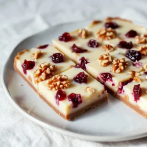 - 2 cups white chocolate chips - 1 can (14 ounces) sweetened condensed milk - 1 cup dried cherries, finely chopped - 1 teaspoon pure vanilla extract - 1/2 cup walnuts, chopped (optional) - A pinch of sea salt White chocolate chips are key for this fudge. They give it a creamy base. If you want a little twist, you can swap them for milk chocolate chips. Sweetened condensed milk adds sweetness and creaminess. You need this to bind the fudge. If you need a dairy-free option, look for coconut condensed milk. Dried cherries bring a tart flavor that balances the sweetness. You can use other dried fruits, like cranberries or apricots, for variety. Pure vanilla extract adds warmth and depth. Never use imitation vanilla, as it lacks real flavor. A pinch of sea salt enhances all the flavors. Do not skip this step! It makes a big difference. If you want crunch, add walnuts. They give a nice texture and flavor. You can leave them out if you prefer a nut-free treat. Here are some fun ideas for extra flavor: - Coconut Flakes: Add 1/2 cup of unsweetened coconut flakes for a tropical twist. - Zest: A teaspoon of orange or lemon zest can brighten the fudge. - Spices: A pinch of cinnamon or nutmeg can add warmth and depth. - Chocolate Swirls: Drizzle melted chocolate on top before it sets for a pretty look. Feel free to mix and match these options to create your perfect fudge! {{ingredient_image_2}} First, grab an 8x8 inch baking dish. Line it with parchment paper. Leave some overhang on the sides. This makes it easy to lift the fudge later. Next, gather all your ingredients. You'll need white chocolate chips, sweetened condensed milk, dried cherries, and a pinch of sea salt. If you like, add walnuts for extra crunch. Now, take a medium saucepan and add the white chocolate chips. Pour in the sweetened condensed milk. Add a pinch of sea salt. Turn the heat to low and stir often. You want to melt the chocolate chips slowly. Keep stirring until the mixture is smooth and creamy. This step is key to making sure your fudge has a nice texture. Once everything melts, remove the saucepan from the heat. Stir in pure vanilla extract. Then, add the finely chopped dried cherries. If you have walnuts, toss them in too. Mix well to spread the cherries and nuts evenly throughout the mixture. Carefully pour the fudge mixture into the lined baking dish. Use a spatula to spread it out evenly. Make sure the top is smooth. Now, place the dish in the refrigerator. Let the fudge chill for at least 2 hours. This helps it set properly. After the fudge is firm, lift it out using the parchment paper overhang. Transfer it to a cutting board. Cut it into squares of your choice. For a fun touch, serve the fudge on a decorative platter. You can even garnish with extra cherries or crushed walnuts for a pretty look. To get a smooth texture in your Cherry White Chocolate Fudge, use low heat. This helps melt the white chocolate chips without burning them. Stir continuously while the mixture warms up. If you stop stirring, the chocolate can clump. Once melted, be sure the mixture looks silky before adding other ingredients. This step is key! To boost the flavor, consider adding more than just vanilla. A dash of almond extract can add a nice twist. You can also mix in a bit of orange zest for a fresh taste. If you want more cherry flavor, use cherry extract instead of vanilla. These small changes can make your fudge even more delightful. Avoid high heat when melting the chocolate. This can ruin your fudge. Also, don&rsquo;t forget to chop the dried cherries finely. Big pieces can make the fudge uneven. Make sure to line the baking dish well with parchment paper. This will help you lift the fudge out easily. Lastly, don&rsquo;t skip the cooling time. Letting it chill properly ensures the fudge sets well. Pro Tips Use Quality Chocolate: Opt for high-quality white chocolate chips for a richer and creamier fudge, enhancing the overall flavor. Chill for Better Texture: Allow the fudge to chill longer than 2 hours if you prefer a firmer texture, which makes it easier to cut into neat squares. Customize Your Add-ins: Feel free to experiment with different nuts or dried fruits, such as pistachios or cranberries, to create your own unique version of this fudge. Store Properly: Keep the fudge in an airtight container with parchment paper between layers to prevent sticking and maintain freshness. {{image_4}} You can swap out dried cherries for other fruits. Try dried cranberries for a tart twist. Dried apricots add a sweet touch. If you prefer tropical flavors, mango bits work well too. Always chop the fruit into small pieces. This helps them mix better in the fudge. To make this fudge nut-free, simply leave out the walnuts. The fudge still tastes great without them. You can add extra dried fruit for texture. You might also try sunflower seeds for a crunch. They add a nice nutty flavor without the nuts. Want to change the flavor? Use different extracts like almond or coconut. A touch of orange zest gives a fresh taste. For a chocolate twist, try adding cocoa powder. Mix it in while melting the chocolate. This lets you create a unique fudge that suits your taste. To keep your cherry white chocolate fudge fresh, use an airtight container. This helps prevent air from drying it out. Make sure the fudge is completely cool before you store it. Place a piece of parchment paper between layers if you stack them. This will stop them from sticking together. When stored properly in the fridge, your fudge will last for up to one week. I recommend eating it within this time for the best taste. If you notice any changes in texture or smell, it&rsquo;s best to toss it out. Always trust your senses when it comes to food safety. You can freeze your fudge for longer storage. Cut it into squares and wrap each piece in plastic wrap. Then, place them in a freezer-safe bag or container. This method helps keep flavors fresh. The fudge can last up to three months in the freezer. When you're ready to enjoy, let it thaw in the fridge. This way, it stays creamy and delicious! You will know the fudge is set when it feels firm to the touch. After chilling in the fridge for at least 2 hours, it should hold its shape. You can also check by gently pressing the top. If it springs back, it is ready. If it feels soft, give it more time in the fridge. Yes, you can use milk chocolate! It will change the flavor and color of the fudge. Milk chocolate gives a richer and sweeter taste compared to white chocolate. Adjust the sweetness if needed, as milk chocolate is often sweeter. You can add many types of nuts to your fudge. Pecans, almonds, or macadamia nuts work well. Just chop them finely and mix them in. They will add a nice crunch and extra flavor to your fudge. To make great fudge, I shared essential ingredients and step-by-step instructions. You learned helpful tips and tricks for a smooth texture and tasty flavors. We also explored tasty variations and smart storage methods. Remember, practice helps you avoid common mistakes. With these insights, you can craft delicious fudge and impress anyone. Enjoy your sweet creations!