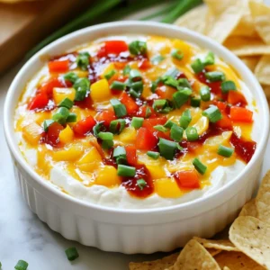 - 8 oz cream cheese, softened to room temperature - 1 cup sharp cheddar cheese, freshly shredded - 1/2 cup pepper jelly (choose mild or spicy based on your heat preference) - 1/2 cup mixed bell peppers, finely diced (red, yellow, and green for color) - 1/4 cup green onions, chopped - 1 teaspoon garlic powder - Salt and freshly cracked black pepper, to taste - Tortilla chips or assorted crackers for serving The key to my pepper jelly cheese dip is a mix of flavors. Cream cheese gives it a rich base, while sharp cheddar adds a bold taste. Pepper jelly brings the sweet and spicy elements together. I like to use a mix of bell peppers for a pop of color and crunch. Don't forget the green onions for a fresh kick! Garlic powder adds depth without overpowering the other flavors. You can adjust the salt and pepper to fit your taste. I suggest using fresh, cracked black pepper for the best flavor. Serve it with tortilla chips or assorted crackers. They make dipping easy and fun! {{ingredient_image_2}} To start, grab a medium-sized mixing bowl. Add 8 ounces of softened cream cheese. Then, add 1 cup of freshly shredded sharp cheddar cheese. Use a hand mixer or spatula to mix these two together. Blend until you get a creamy and smooth consistency. It&rsquo;s key to mix well so your dip is nice and fluffy. Next, add 1/2 cup of pepper jelly to your cheese mixture. You can choose mild or spicy pepper jelly based on your taste. Blend the mixture until the pepper jelly is fully incorporated. This will bring a sweet and spicy flavor to your dip, making it truly special. Now it&rsquo;s time to add some crunch. Fold in 1/2 cup of finely diced mixed bell peppers. You can use red, yellow, and green peppers for color. Next, add 1/4 cup of chopped green onions. These will give your dip a fresh taste. Season it with 1 teaspoon of garlic powder. Sprinkle in some salt and freshly cracked black pepper to taste. Adjust your seasonings to suit your flavor preference. Using different types of pepper jelly can change your dip's taste. Mild pepper jelly adds sweetness, while spicy jelly gives a kick. Try fruit-flavored jellies for a fun twist. You can use jalape&ntilde;o jelly for extra heat or peach jelly for sweetness. Adjust the spice levels to fit your taste. Start with less jelly and add more as needed. This way, you can control how spicy your dip becomes. Garnishing your dip makes it look even better. Fresh herbs like cilantro or parsley add a bright touch. Just sprinkle some on top before serving. You can also arrange chips or crackers around the dip. This not only looks nice but also makes it easier for guests to grab a snack. Use colorful chips to make it pop. Serve the dip right after you make it for the best taste. If you can wait, refrigerate it for about an hour. This lets the flavors mix and grow stronger. Pair your dip with drinks like soda or light beer. It also goes well with other appetizers like veggie sticks or mini sliders. Enjoy sharing this tasty treat! Pro Tips Choose Your Heat Level: Select mild or spicy pepper jelly based on your tolerance for heat. This way, you can customize the dip to suit your guests' preferences. Experiment with Cheeses: Feel free to mix different cheeses like Monterey Jack or pepper jack for a unique flavor twist. This can add complexity and richness to your dip. Make Ahead: Prepare the dip a few hours in advance, or even the day before. This allows the flavors to meld together beautifully, enhancing the overall taste. Garnish for Appeal: Don&rsquo;t skip the garnish! Fresh herbs like cilantro or parsley not only add color but also a fresh flavor that complements the dip perfectly. {{image_4}} You can mix different cheeses for unique flavors. Try using gouda or Monterey Jack. Combining these with sharp cheddar creates a rich taste. If you prefer something creamier, add soft cheeses like goat cheese or cream cheese. Goat cheese brings a tangy twist that balances well with the sweetness of pepper jelly. Want to spice things up? Add a few dashes of hot sauce to your dip. This extra heat enhances the flavor beautifully. You can also mix in vegetables for texture. Chopped olives or artichokes work well. They add depth and a touch of earthiness to the dip. Looking for a lighter version? Substitute low-fat cream cheese for regular cream cheese. This keeps the dip creamy while cutting calories. Pair the dip with veggie sticks instead of chips. Carrot, cucumber, or bell pepper sticks add crunch and color. They also make for a refreshing snack. The dip lasts up to 5 days in the fridge. To store leftovers, place the dip in an airtight container. This keeps the dip fresh and prevents it from absorbing other odors in the fridge. Always cover the top with plastic wrap if you don&rsquo;t have a lid. Yes, the dip can be frozen. To freeze, place it in a freezer-safe container. Leave some space at the top for expansion. When you want to enjoy it again, move it to the fridge overnight to thaw. To reheat, place the dip in a microwave-safe bowl. Heat it in 30-second intervals, stirring between each interval. This method keeps the flavors intact. Avoid high heat to prevent separation or loss of texture. Enjoy the dip warm with chips or crackers! Yes, you can use store-bought pepper jelly. Store-bought options save time and still taste great. However, homemade pepper jelly allows you to control the flavor. You can adjust the sweetness and spice to your liking. If you can, try making your own. It can be a fun project and taste better. Yes, this dip is vegetarian-friendly. All the main ingredients, like cream cheese and cheddar cheese, are dairy-based. The pepper jelly is also plant-based. Just check the labels to ensure no animal products are in the brands you choose. This dip works well for various diets. To spice up the dip, add hot sauce or diced jalape&ntilde;os. You can also use spicy pepper jelly. Mixing in crushed red pepper flakes is another option. Start with a little and taste as you go. Adjust until it meets your heat preference. Enjoy the kick! This blog post covered a delicious cheese dip recipe that is easy to make. We explored key ingredients like cream cheese, cheddar cheese, and pepper jelly. I shared steps for mixing, seasoning, and enhancing flavor. You learned some tips for serving and storing the dip. In the end, use this dip for any gathering or snack time. It&rsquo;s simple to customize and always a crowd-pleaser!