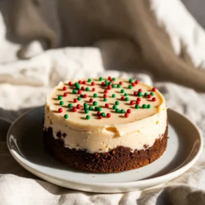 - 1 &frac12; cups chocolate cookie crumbs - &frac12; cup unsalted butter, melted - 2 tablespoons granulated sugar - 16 oz cream cheese, softened to room temperature - 1 cup granulated sugar - 3 large eggs, at room temperature - &frac12; cup sour cream - &frac12; teaspoon vanilla extract - &frac34; cup red velvet cake mix (dry, uncooked) - 1 tablespoon cocoa powder - 8 oz cream cheese, softened - &frac12; cup unsalted butter, softened - 3 cups powdered sugar - 1 teaspoon vanilla extract - Festive red and green sprinkles for decoration To make this cheesecake, gather all these ingredients first. The crust holds the cheesecake together, giving it a rich chocolate flavor. The filling is creamy and smooth, with the red velvet cake mix adding a nice touch. Finally, the cream cheese frosting adds sweetness and a festive look. Each part plays a key role in creating a delicious dessert that everyone will enjoy. {{ingredient_image_2}} 1. Preheat your oven to 350&deg;F (175&deg;C). 2. In a medium bowl, mix 1 &frac12; cups of chocolate cookie crumbs, &frac12; cup of melted unsalted butter, and 2 tablespoons of granulated sugar. 3. Stir until it looks like wet sand. 4. Press this mixture firmly into the bottom of a 9-inch springform pan. 5. Bake the crust for 10 minutes. 6. Remove from the oven and let it cool while you make the filling. 1. In a large bowl, beat 16 oz of softened cream cheese until smooth and creamy. 2. Gradually add 1 cup of granulated sugar, mixing until fluffy. 3. Add 3 large eggs, one at a time. Mix well after each egg. 4. Then, add &frac12; cup of sour cream and &frac12; teaspoon of vanilla extract. Mix until combined. 5. Gently fold in &frac34; cup of dry red velvet cake mix and 1 tablespoon of cocoa powder. Mix carefully to avoid overmixing. 1. Pour the cheesecake filling over the cooled crust in the springform pan. 2. Smooth the top with a spatula. 3. Bake for 55-60 minutes. The center should be set but slightly jiggly. 4. Turn off the oven and crack the door. Let the cheesecake cool in the oven for about 1 hour. 1. After cooling, transfer the cheesecake to the refrigerator. 2. Chill for at least 4 hours, or overnight if you can wait. This helps it set completely. 1. In a clean bowl, beat 8 oz of softened cream cheese and &frac12; cup of softened butter until light and fluffy. 2. Gradually add 3 cups of powdered sugar, mixing on low speed. 3. Once combined, increase speed and add 1 teaspoon of vanilla extract. Beat until whipped and fluffy. 4. Once chilled, unlock and remove the sides of the springform pan. 5. Spread the cream cheese frosting evenly over the top with a spatula. 1. Finish by adding festive red and green sprinkles on top of the frosting. 2. For a beautiful presentation, serve slices on decorative plates. 3. You can also drizzle with chocolate syrup or raspberry coulis for extra flair. Add a sprig of mint or seasonal berries for a pop of color! To make the best Christmas red velvet cheesecake, avoid cracks during baking. Here are some key steps: - Room temperature ingredients: Make sure your cream cheese and eggs are at room temperature. This helps create a smooth batter. - Don&rsquo;t overmix: Once you add the dry ingredients, fold gently. Overmixing can add air and cause cracks. - Water bath: Use a water bath while baking. Place your springform pan in a larger pan filled with hot water. This keeps the heat even and helps the cheesecake bake gently. For even baking: - Preheat your oven: Always preheat. This helps your cheesecake cook evenly from the start. - Check doneness: The center should be set but still jiggle slightly. This means it will firm up as it cools. A smooth frosting makes your cheesecake shine. To achieve the right consistency: - Softened cream cheese: Beat cream cheese and butter well. This ensures no lumps. - Gradual sugar addition: Add powdered sugar slowly. This prevents clumps and helps keep the frosting smooth. Use these application techniques for a smooth finish: - Spatula technique: Use an offset spatula to spread the frosting evenly. This helps create a nice layer. - Chill before frosting: Let the cheesecake chill fully. A cold surface helps the frosting set better. Timing is key for a perfect cheesecake: - Chill overnight: For best results, chill your cheesecake overnight. This allows the flavors to meld and the texture to firm up. - Prepare ahead: You can bake the cheesecake a day or two before your event. Just make sure it&rsquo;s well-wrapped in the fridge. By following these tips, you can create a stunning and delicious Christmas red velvet cheesecake that will impress your guests! Pro Tips Use Room Temperature Ingredients: Ensure that your cream cheese and eggs are at room temperature before mixing. This helps to create a smooth and creamy cheesecake filling without lumps. Don&rsquo;t Overmix: When incorporating the dry ingredients, mix just until combined. Overmixing can lead to a dense cheesecake instead of a light and fluffy one. Cool Gradually: After baking, allow the cheesecake to cool in the oven with the door slightly ajar. This gradual cooling prevents cracks from forming on the surface. Chill Overnight: For the best texture and flavor, chill the cheesecake overnight. This allows the flavors to meld and the cheesecake to fully set. {{image_4}} You can add fun flavors to your cheesecake. Here&rsquo;s how: - Adding chocolate or other extracts: Mix in some melted chocolate for a richer taste. You can also try vanilla, almond, or peppermint extracts. Just a teaspoon will do. These flavors will make your cheesecake even more festive and delicious. - Incorporating fruit flavors: You can add fruit for a fresh twist. Try mixing in pureed strawberries or raspberries. This gives a nice contrast to the rich cheesecake. You can also top it with fresh fruit before serving. If you have dietary needs, you can still enjoy this cheesecake. Here are some options: - Gluten-free crust options: Use gluten-free chocolate cookies or ground nuts for the crust. This way, you can keep the same great taste without gluten. - Dairy-free cheesecake adaptations: For a dairy-free version, use vegan cream cheese and dairy-free butter. Make sure to check the labels for these products to ensure they suit your needs. Serving your cheesecake can be fun and creative. Here are some ideas: - Different toppings and garnishes ideas: Try drizzling chocolate syrup or caramel on top. You can also add whipped cream or a sprinkle of cocoa powder for extra flair. Fresh mint or seasonal berries can add color and taste, too. These variations can make your Christmas Red Velvet Cheesecake stand out and cater to different tastes! Store leftover cheesecake in the fridge. Use an airtight container for best results. You can also cover the cheesecake with plastic wrap. This keeps it fresh and prevents drying out. To freeze your cheesecake, let it cool completely first. Here are the steps: 1. Wrap it Up: Use plastic wrap to cover the cheesecake tightly. 2. Add Foil: Wrap it again with aluminum foil for extra protection. 3. Label: Write the date on the foil. This helps you remember when you froze it. To defrost, move the cheesecake from the freezer to the fridge. Let it sit overnight. This keeps it from getting too soggy. In the fridge, your cheesecake stays fresh for about 5 to 7 days. If you freeze it, it can last up to 3 months. Just remember to check for changes in texture before you eat it. Red Velvet Cheesecake lasts about 5 to 7 days in the fridge. To keep it fresh: - Store it in an airtight container. - Place it on a flat surface to avoid damage. - Wrap it tightly if you don&rsquo;t have a container. Yes, you can make it ahead of time! Here are some tips: - Prepare the cheesecake and chill it a day before serving. - Make the frosting ahead and store it in the fridge. - Frost the cheesecake just before serving for the best look. If you want alternatives to cream cheese, try: - Mascarpone cheese for a rich flavor. - Greek yogurt for a lighter option. - Silken tofu for a dairy-free choice. Each will give a different taste and texture. Absolutely! You can use homemade red velvet cake. Here&rsquo;s how: - Make sure the cake is fully cooled before crumbling. - Measure out &frac34; cup of the crumbled cake for the cheesecake filling. - Adjust the cocoa powder to balance the flavors. Yes, this cheesecake can be frozen. Follow these steps: - Wrap it tightly in plastic wrap. - Place it in a freezer-safe container or bag. - It can last up to 3 months in the freezer. To thaw, move it to the fridge overnight before serving. This blog post covered how to make Red Velvet Cheesecake with step-by-step details. You learned about the crust, filling, and frosting ingredients. I shared tips for great texture and smooth frosting. We also explored fun variations and how to store leftover cheesecake. In the end, this cheesecake is a tasty treat for any occasion. With a bit of planning, you can impress your friends and family. Enjoy your baking, and don&rsquo;t forget to have fun!